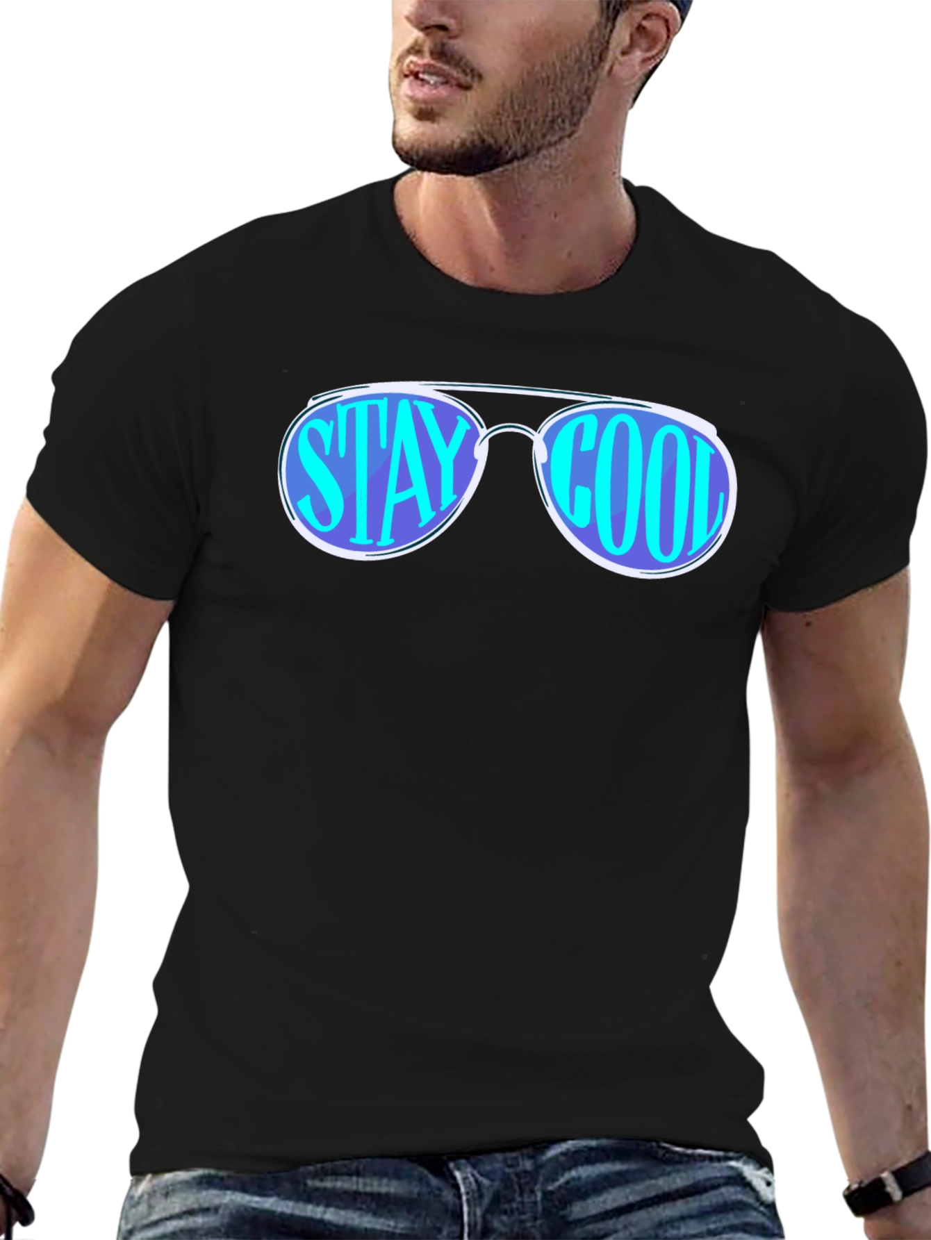 Stay Cool Sunglasses Graphic Tee - Black