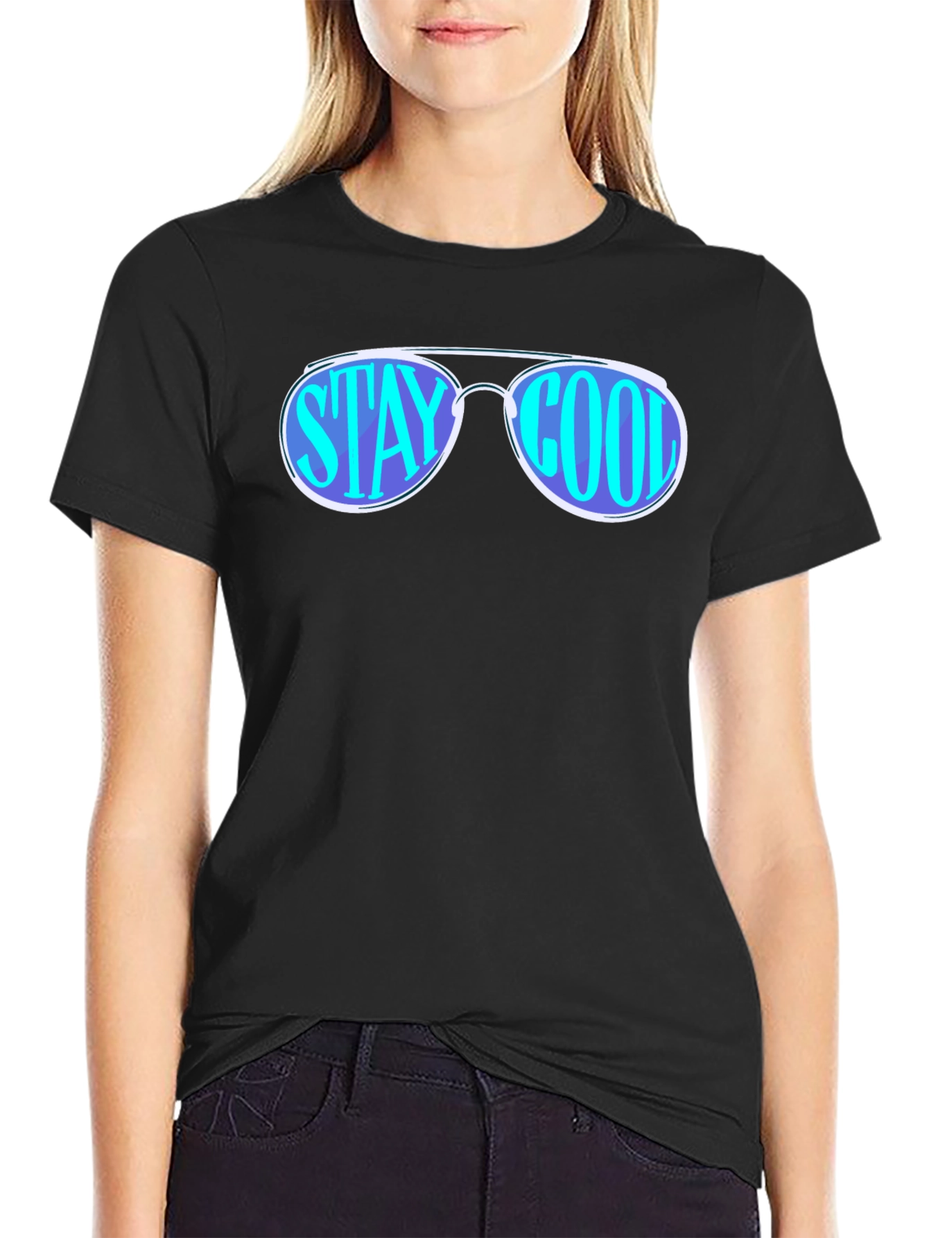 Stay Cool Sunglasses Graphic Tee - Black