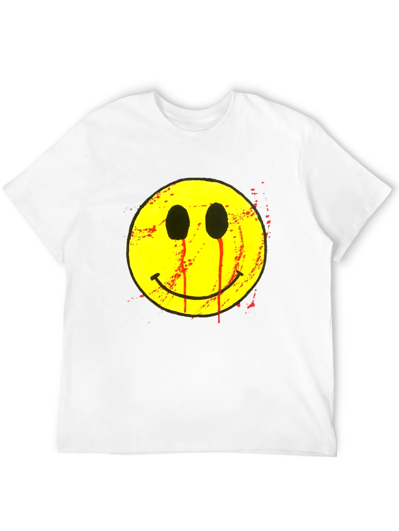 Bleeding Smiley Face Graphic T-Shirt - Black
