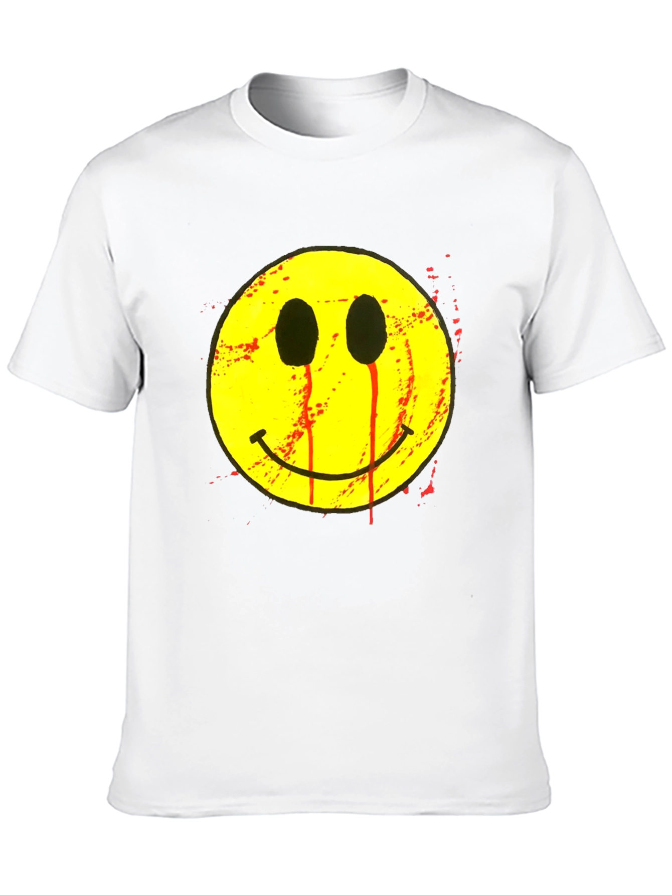Bleeding Smiley Face Graphic T-Shirt - Black