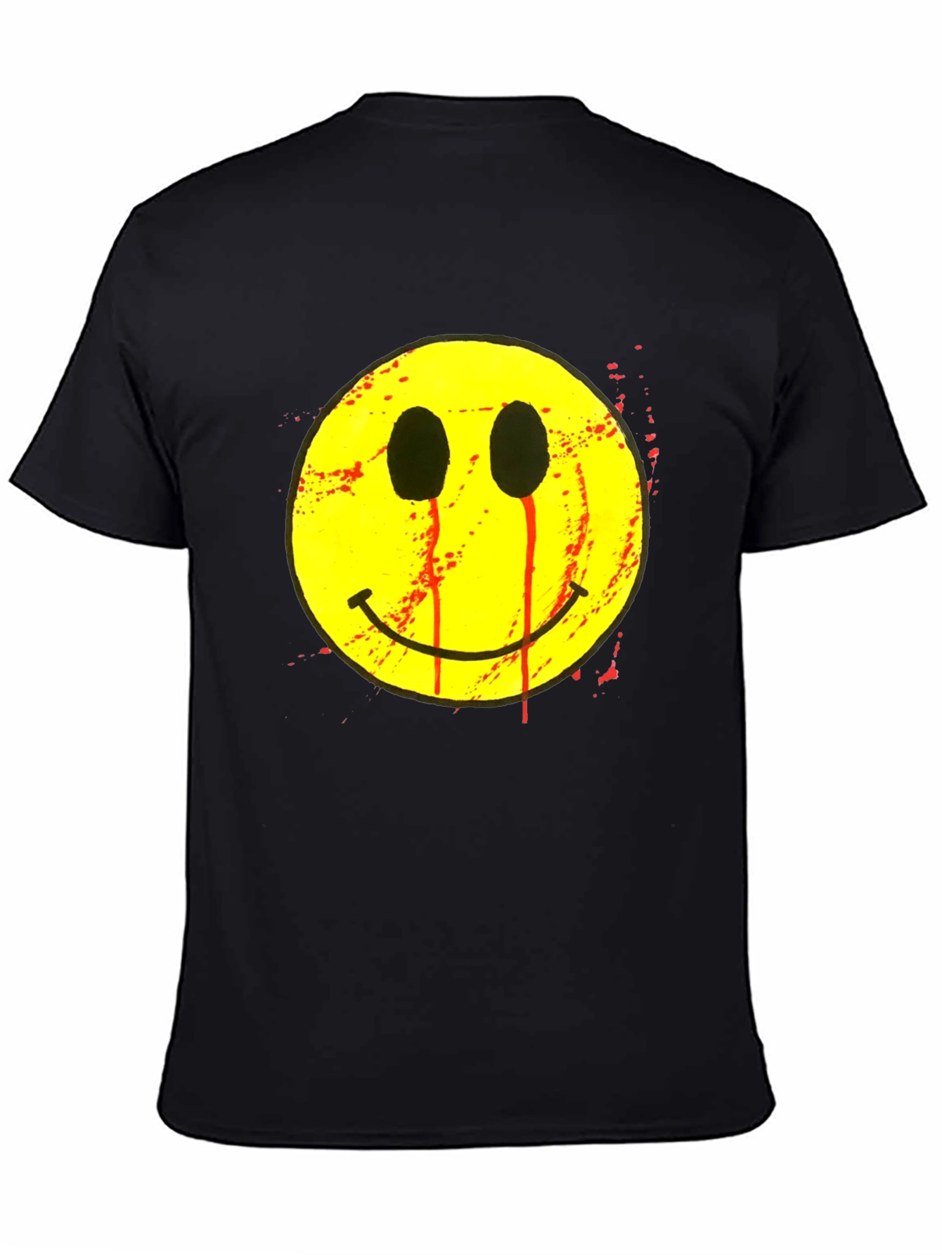Bleeding Smiley Face Graphic T-Shirt - Black