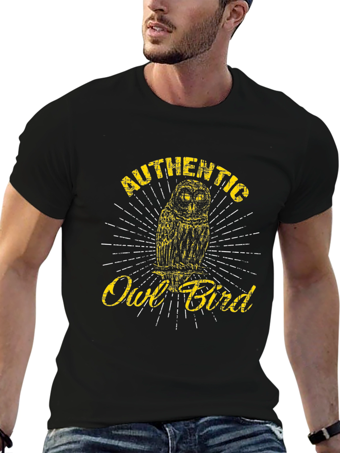 Authentic Owl Bird Graphic Tee - Black