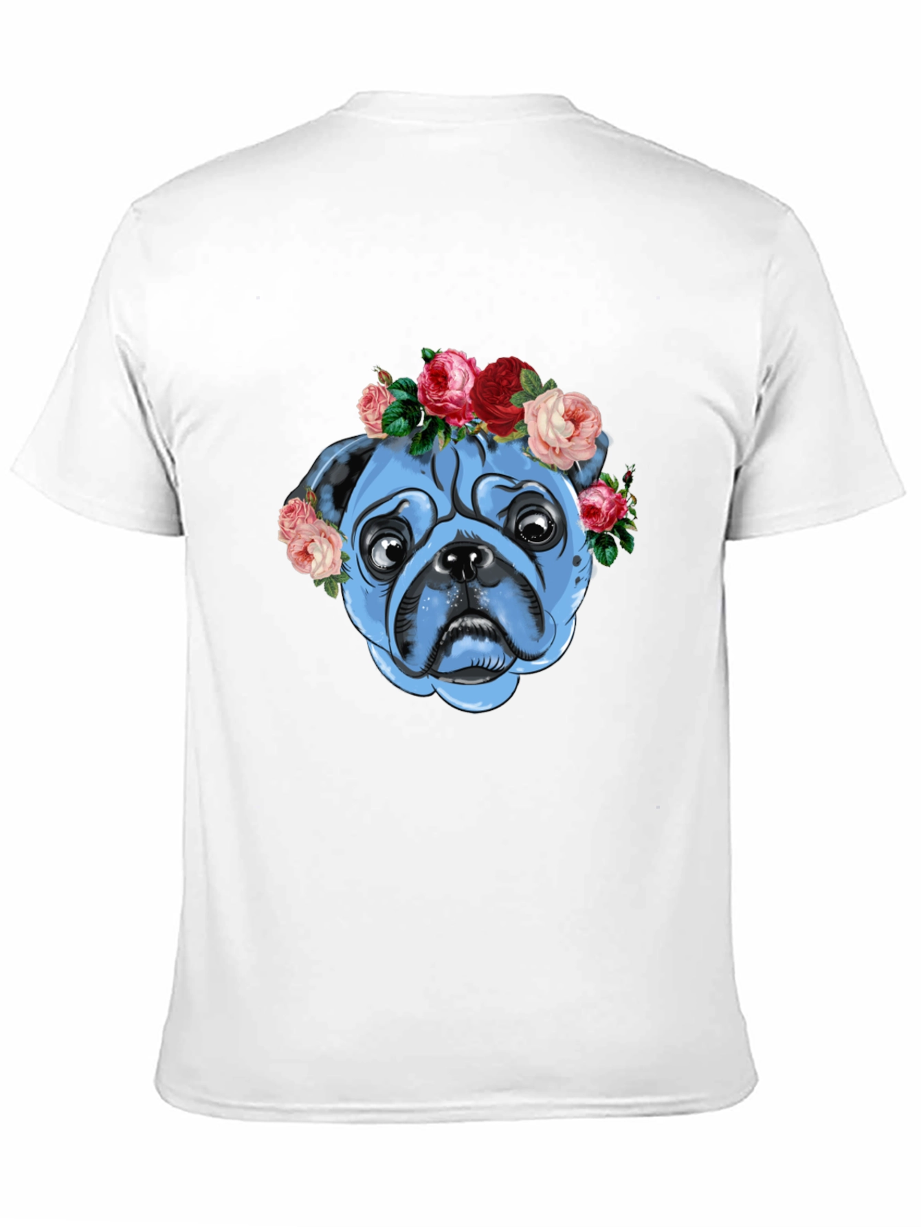 Floral Pug Graphic T-Shirt - Unisex Black Tee