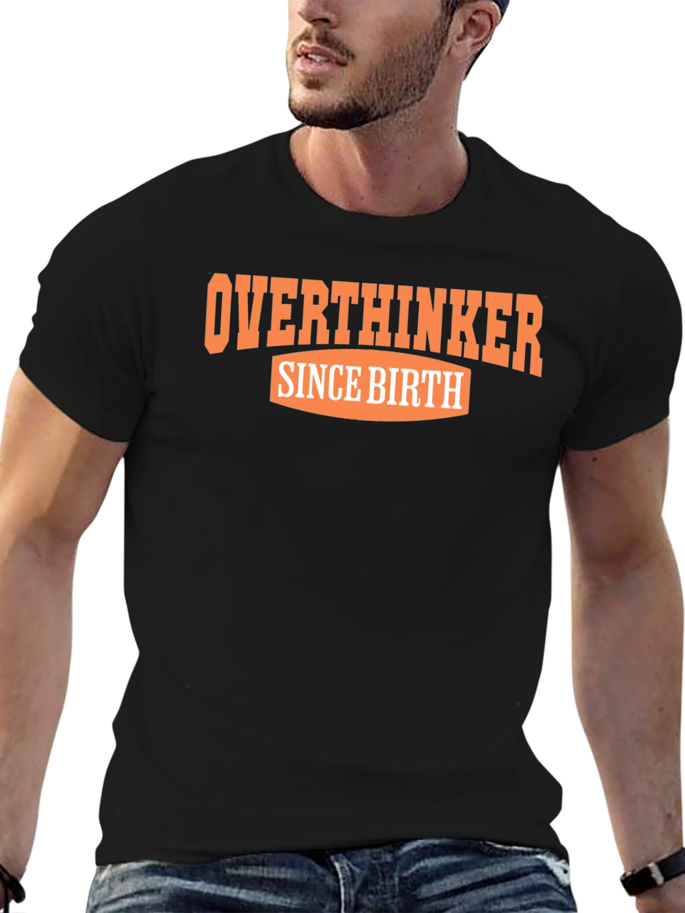 Overthinker Since Birth Graphic Tee - Black