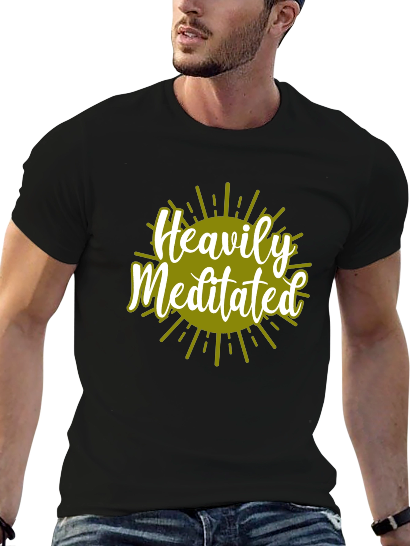 Heavily Meditated Graphic Tee - Black Cotton Shirt