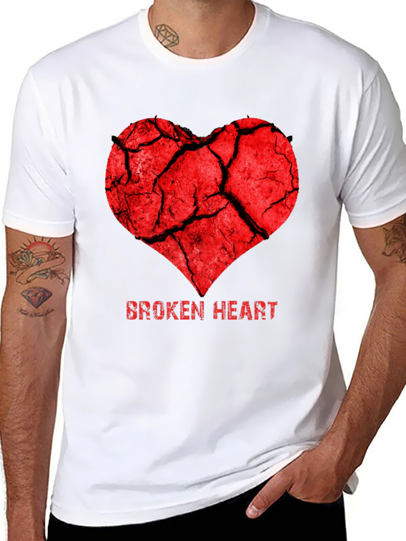 Broken Heart Graphic Tee - Trendy Casual T-Shirt