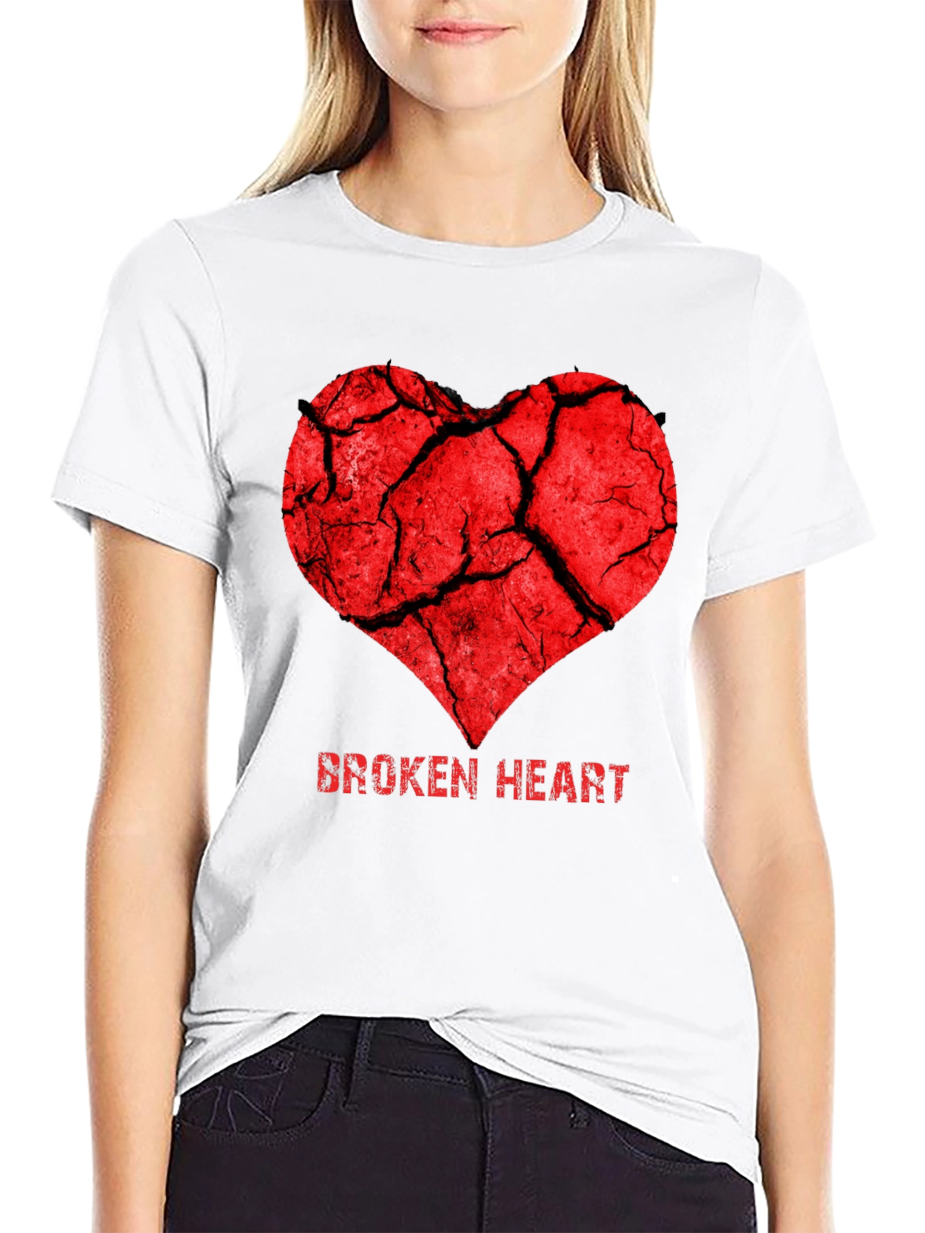 Broken Heart Graphic Tee - Trendy Casual T-Shirt