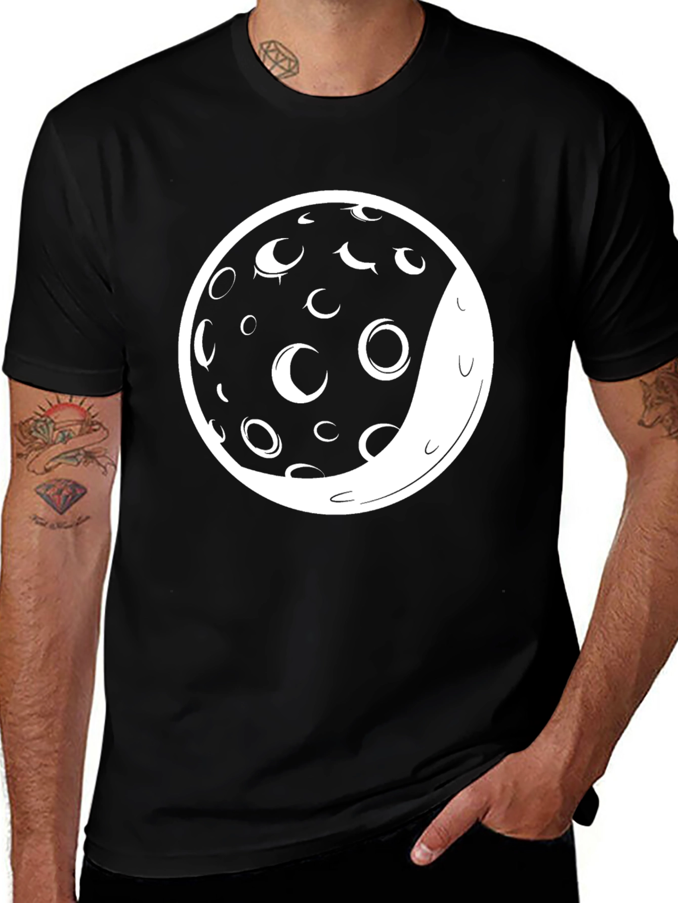 Lunar Phase Graphic Tee - Black
