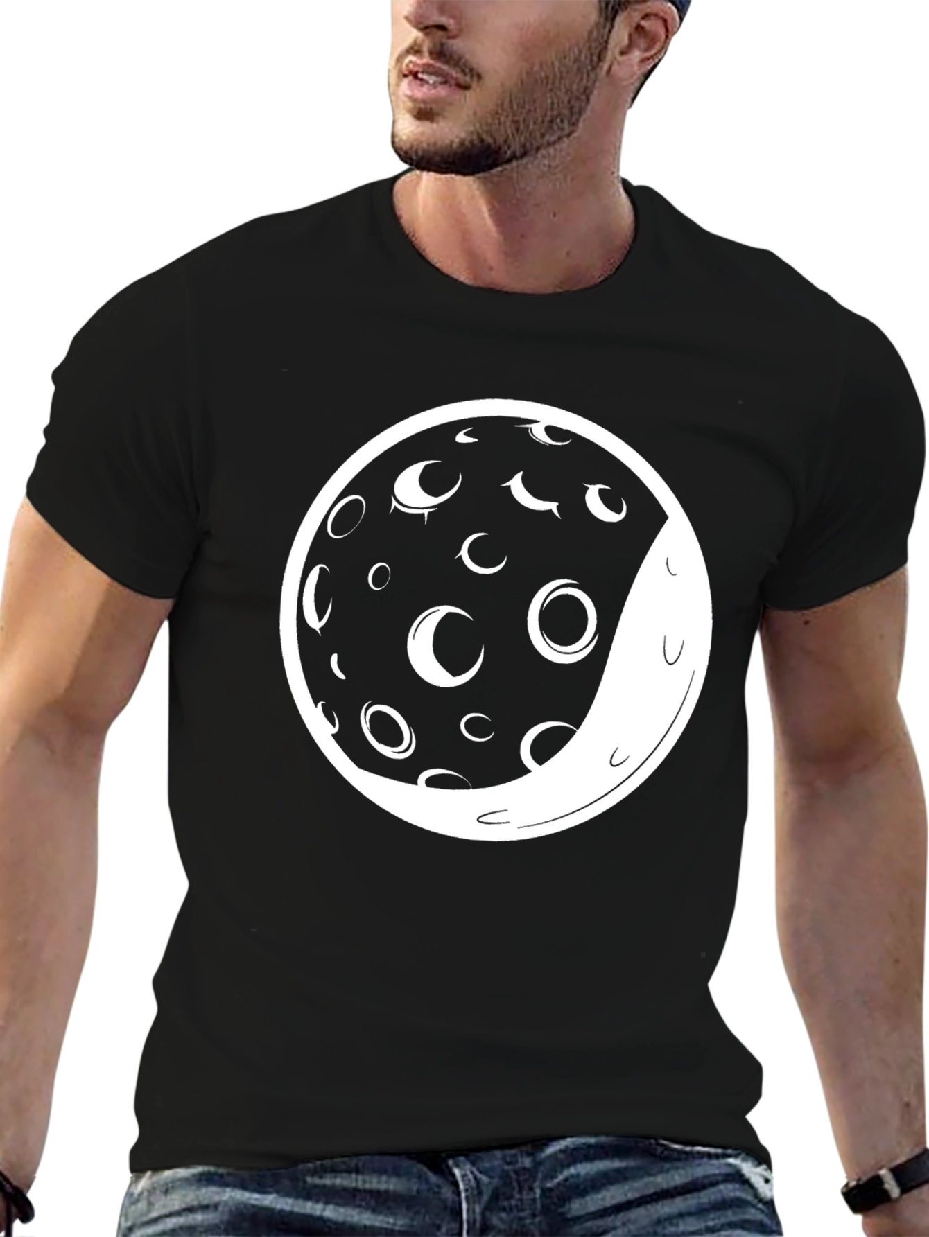 Lunar Phase Graphic Tee - Black