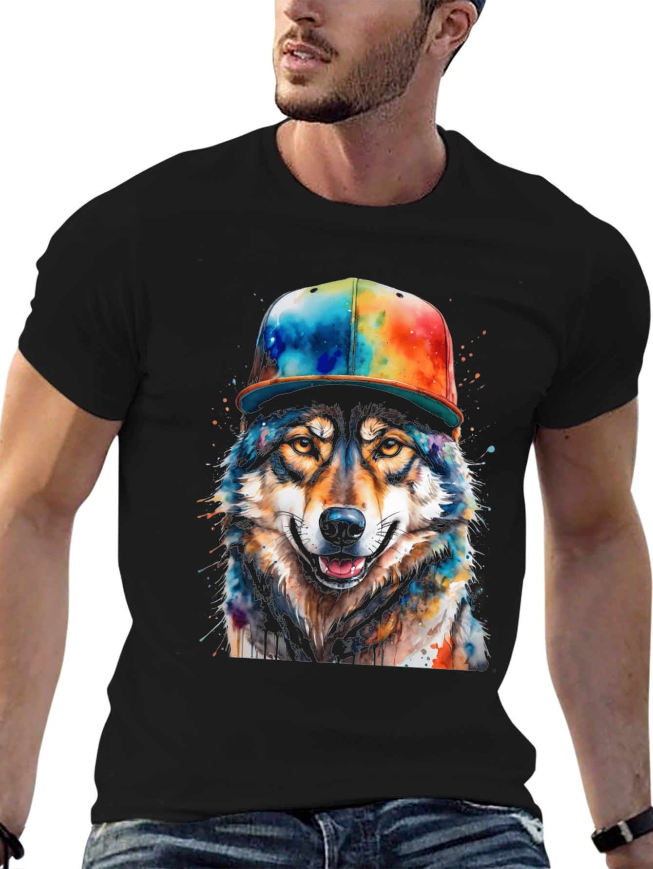 Wolf Graphic Tee - Mens Black T-Shirt