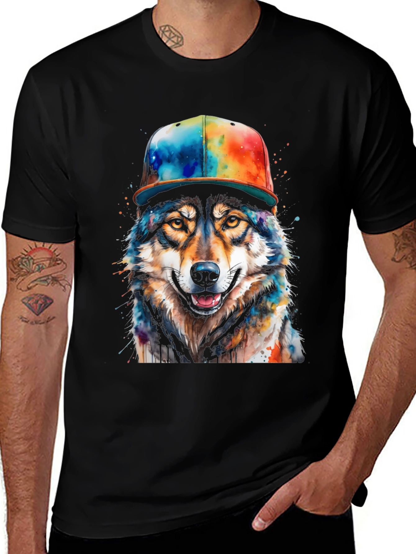 Wolf Graphic Tee - Mens Black T-Shirt