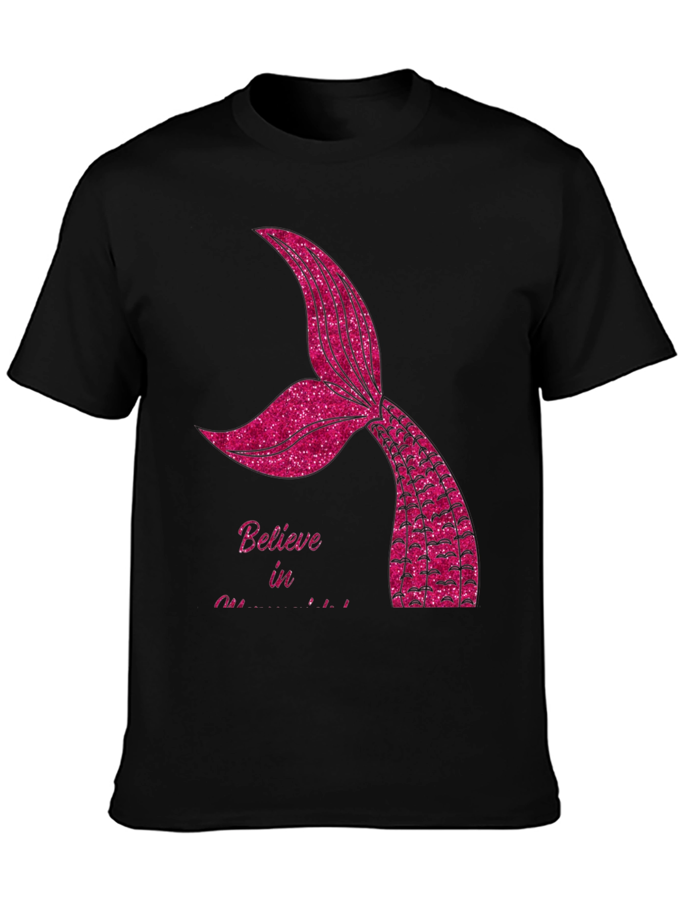 Believe in Mermaids Black T-Shirt