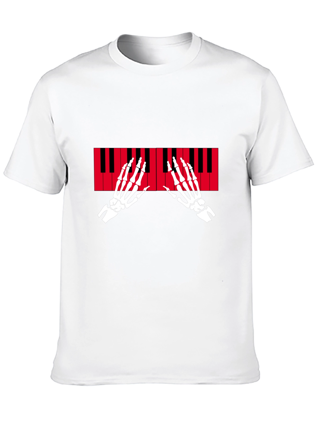 Skeleton Piano Hands Graphic T-Shirt