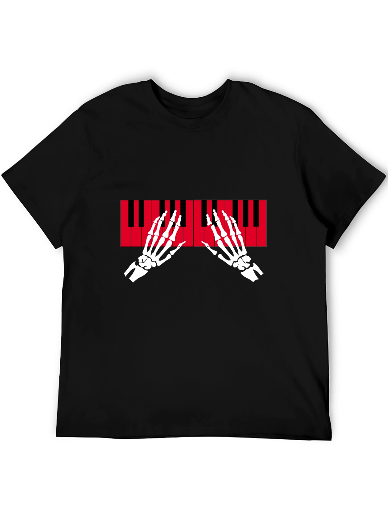 Skeleton Piano Hands Graphic T-Shirt