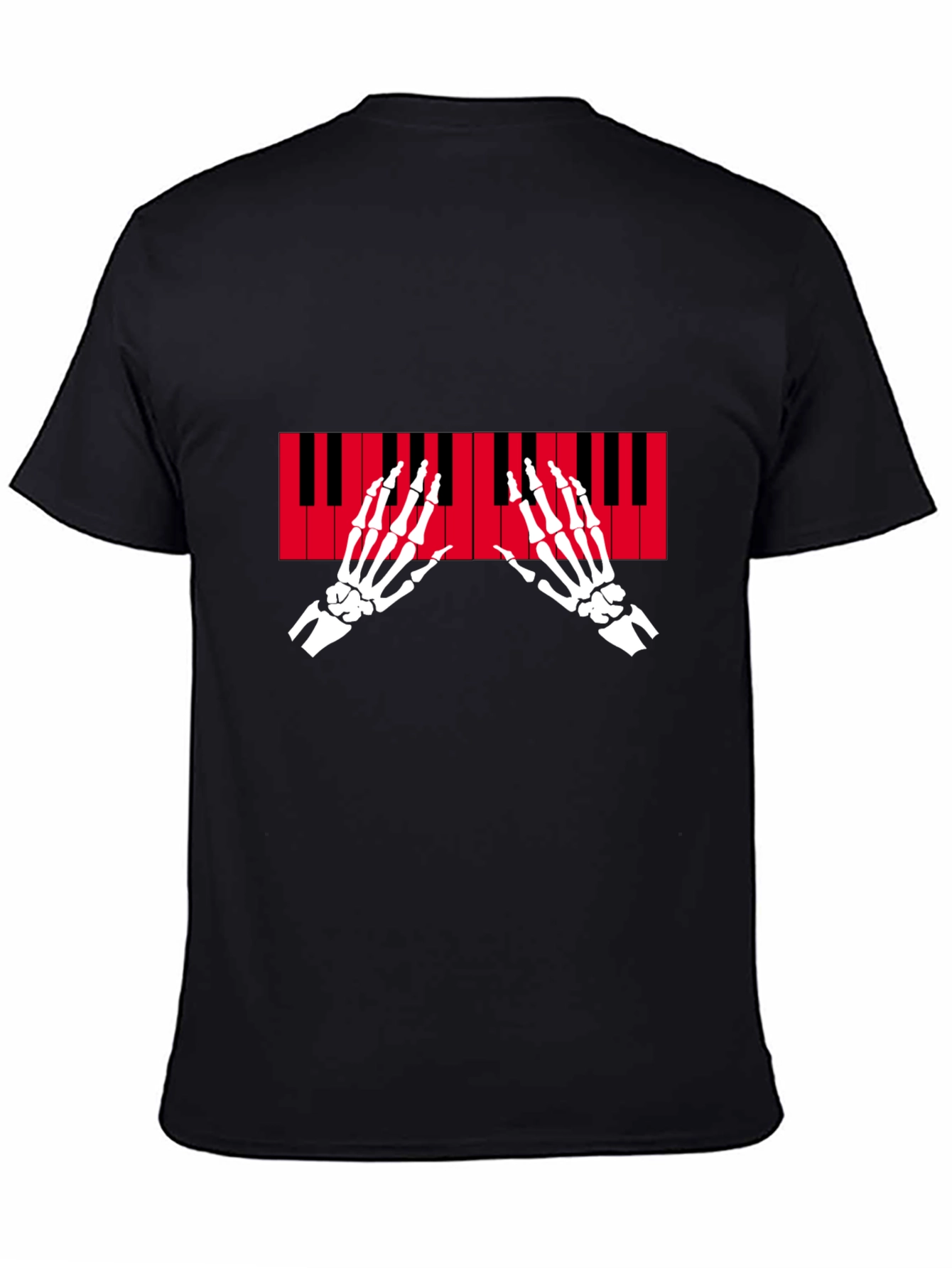 Skeleton Piano Hands Graphic T-Shirt