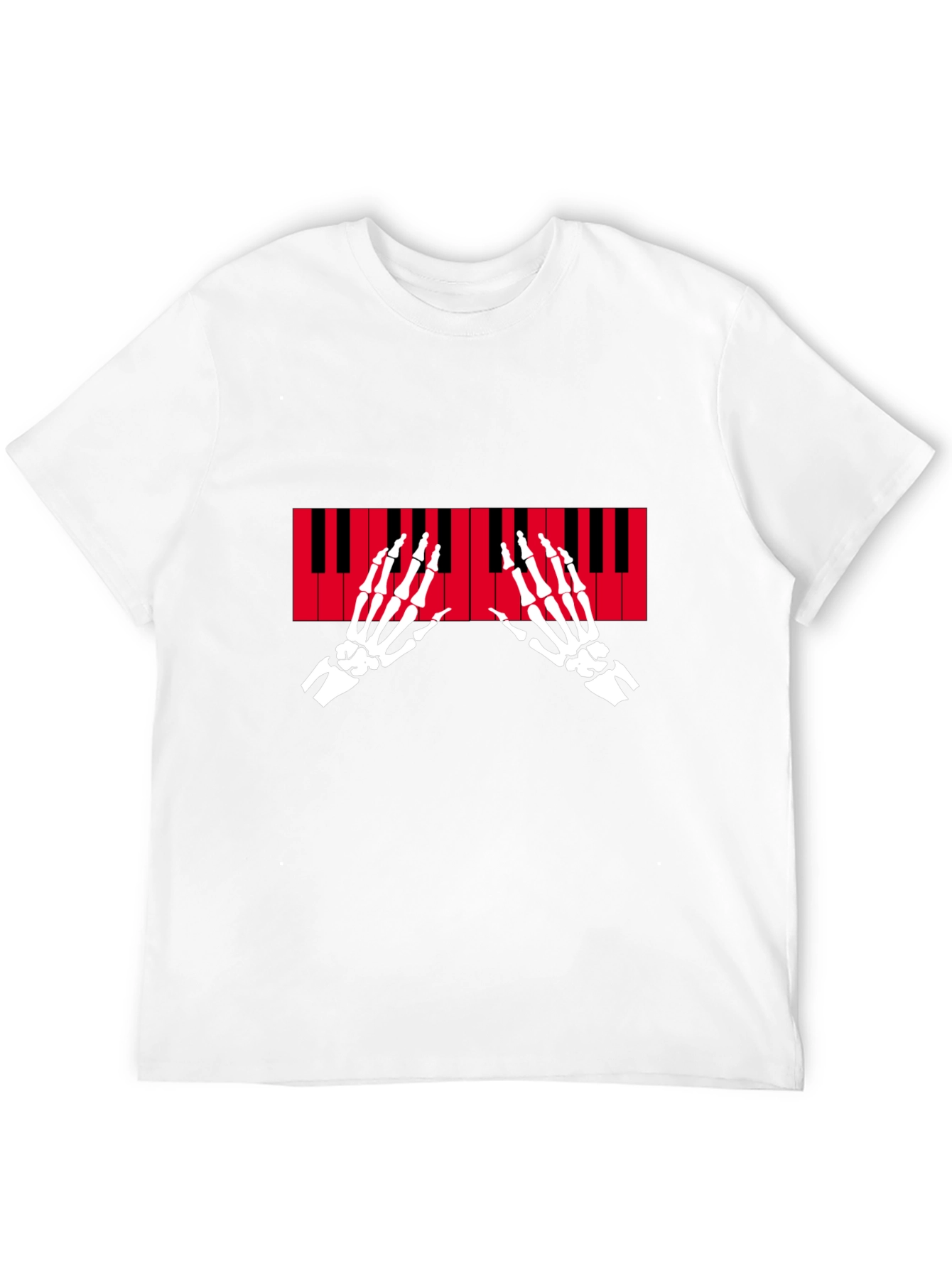 Skeleton Piano Hands Graphic T-Shirt