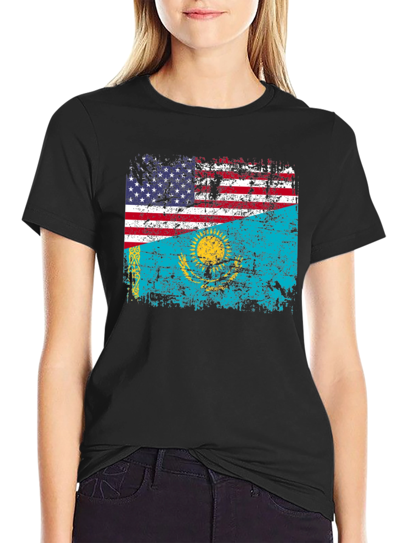 USA Kazakhstan Flag T-Shirt