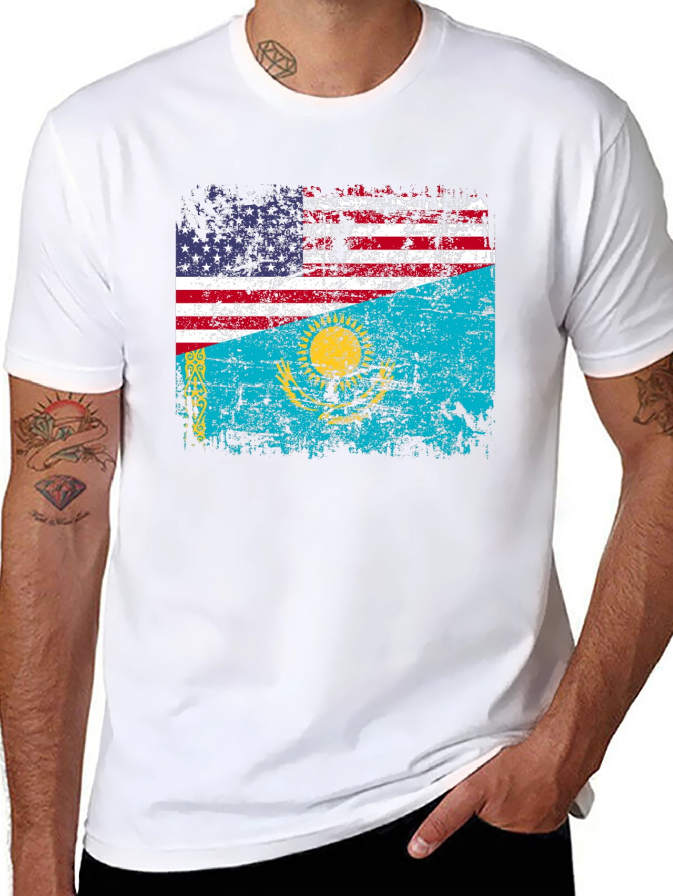 USA Kazakhstan Flag T-Shirt