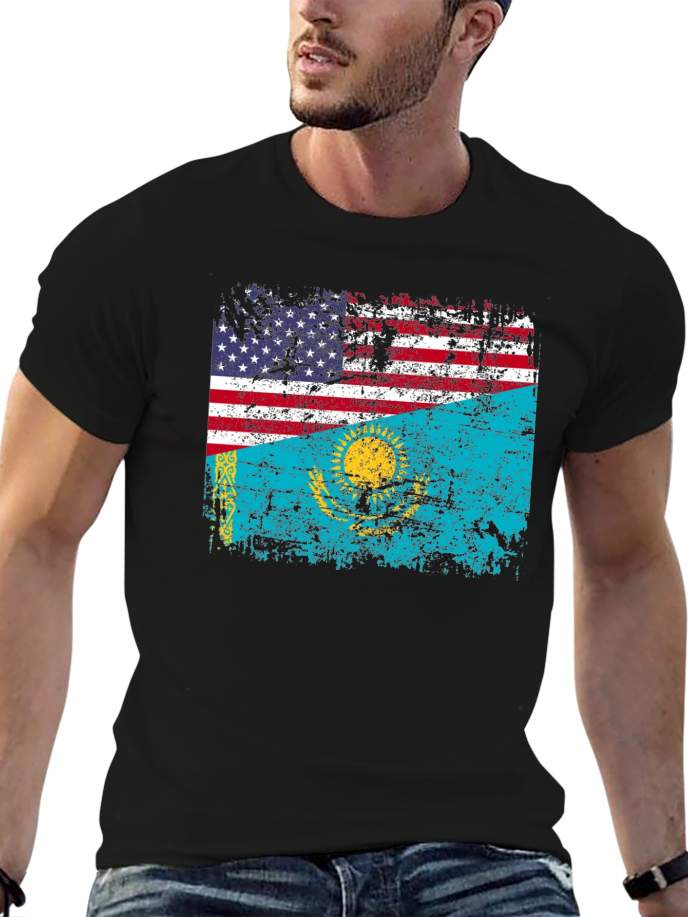 USA Kazakhstan Flag T-Shirt