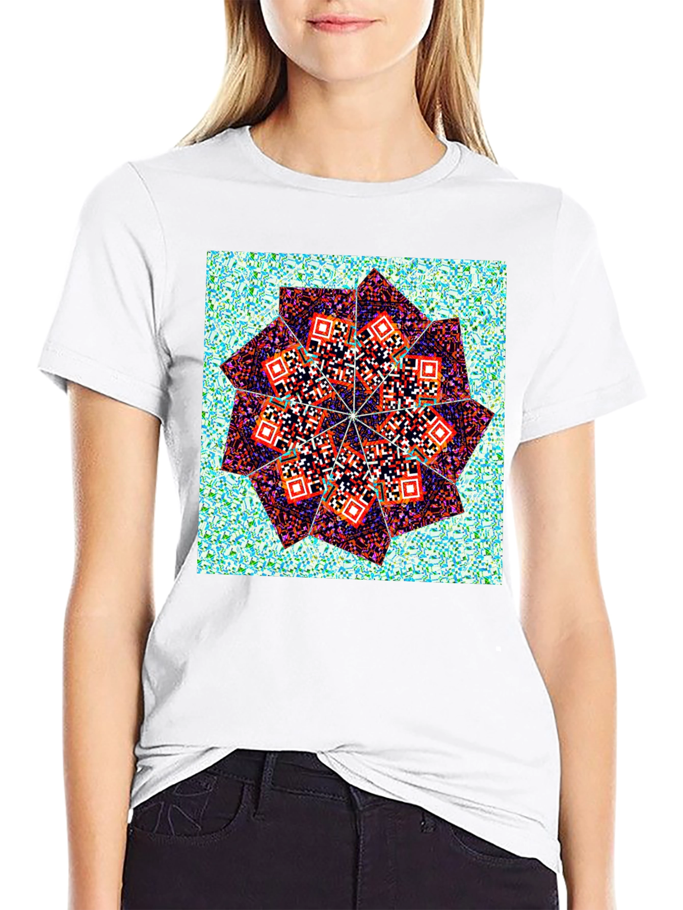 Geometric Print Crew Neck T-Shirt