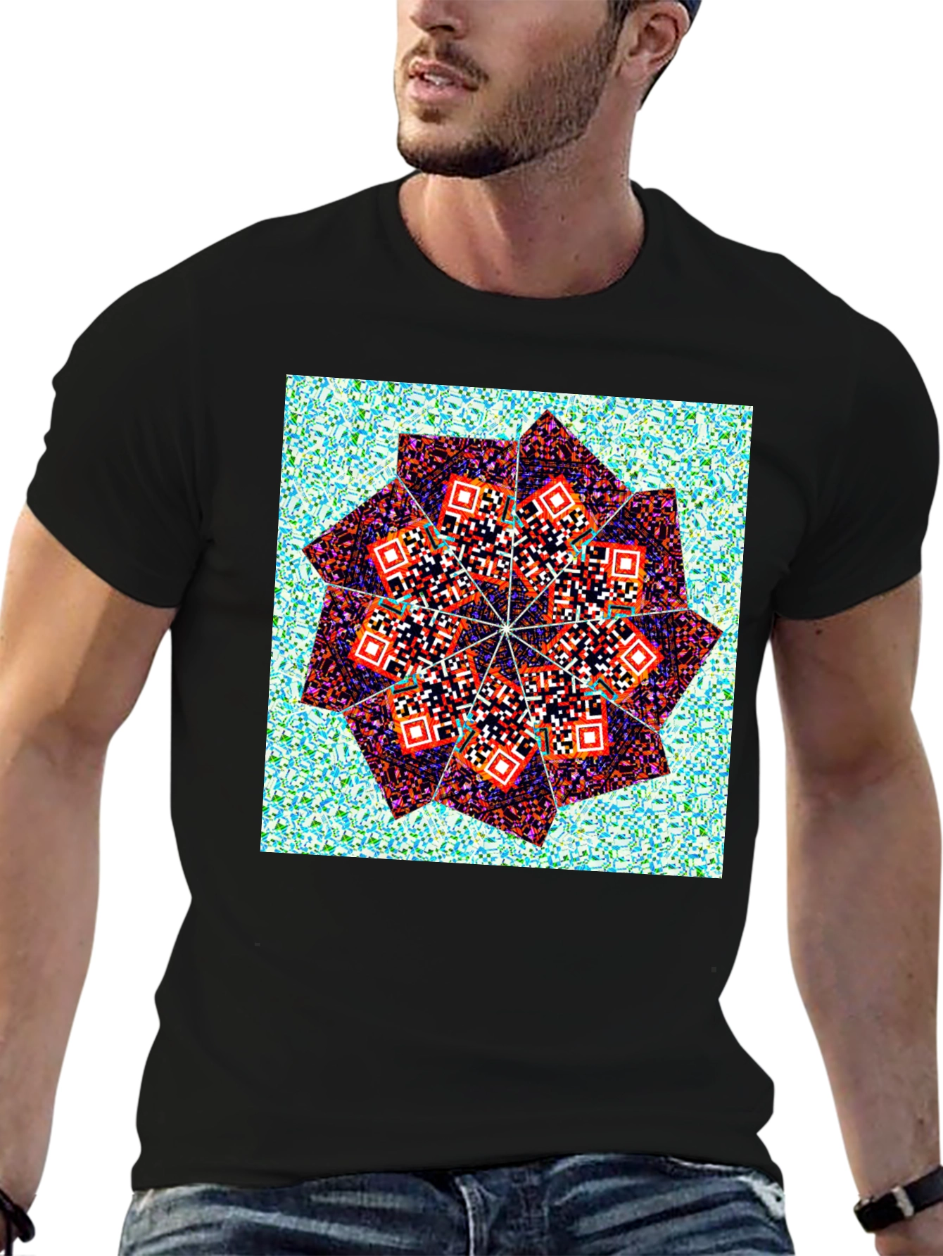 Geometric Print Crew Neck T-Shirt