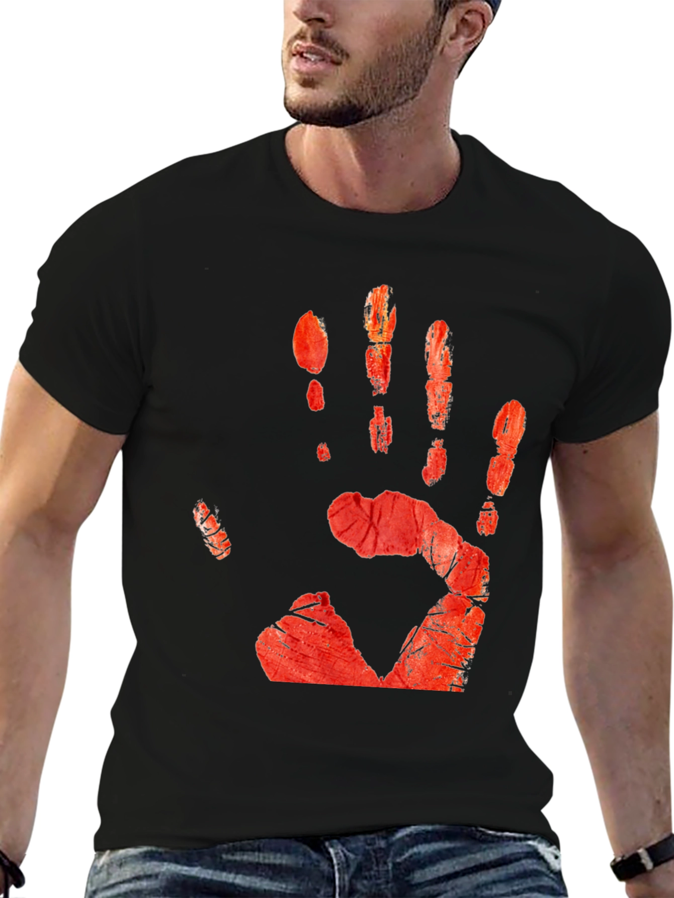 Bloody Handprint Graphic Tee - Halloween Ready!
