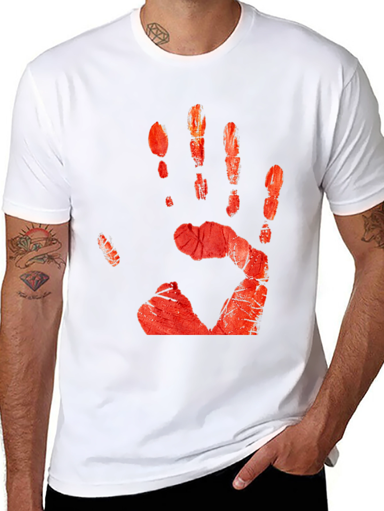 Bloody Handprint Graphic Tee - Halloween Ready!