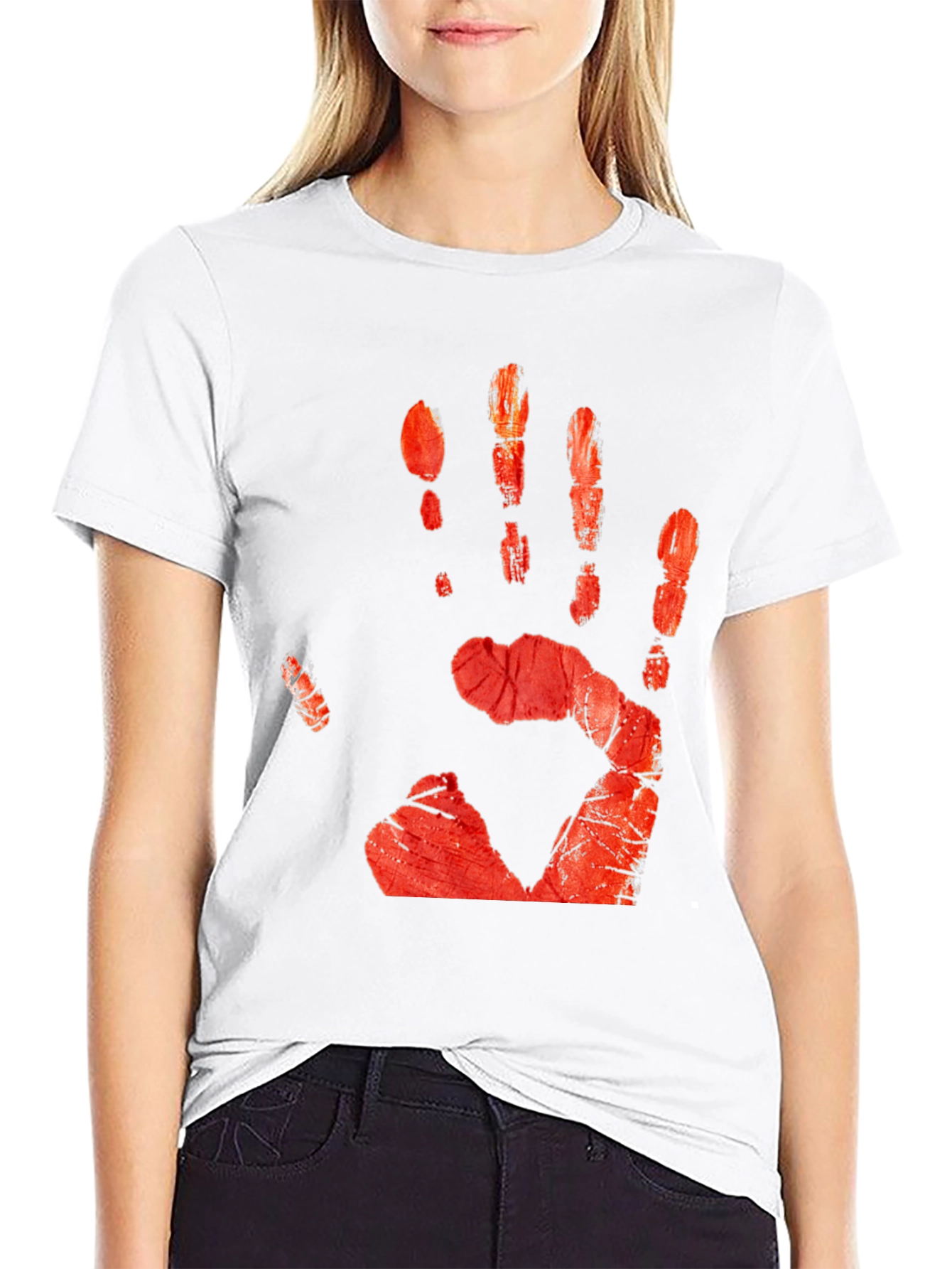 Bloody Handprint Graphic Tee - Halloween Ready!