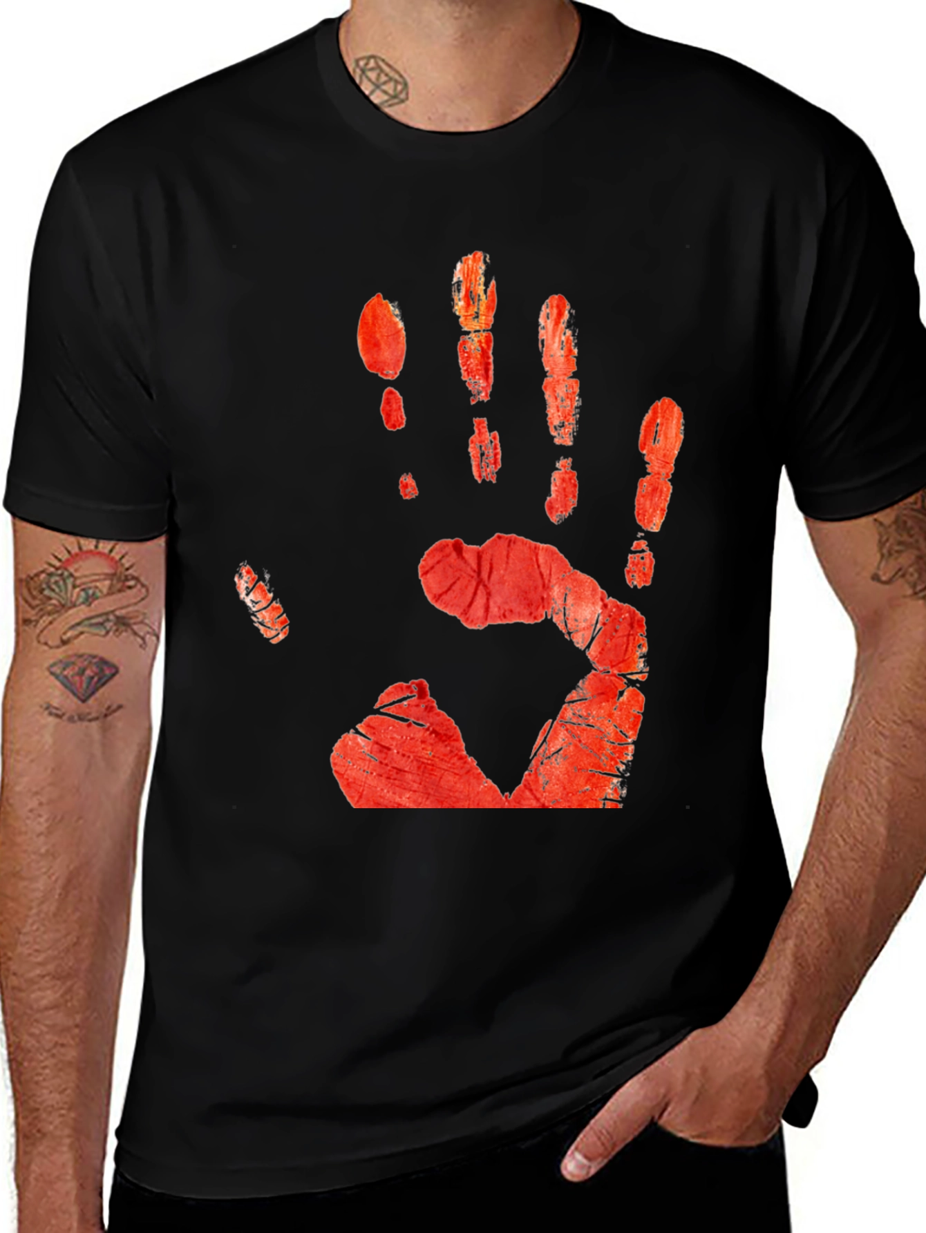 Bloody Handprint Graphic Tee - Halloween Ready!