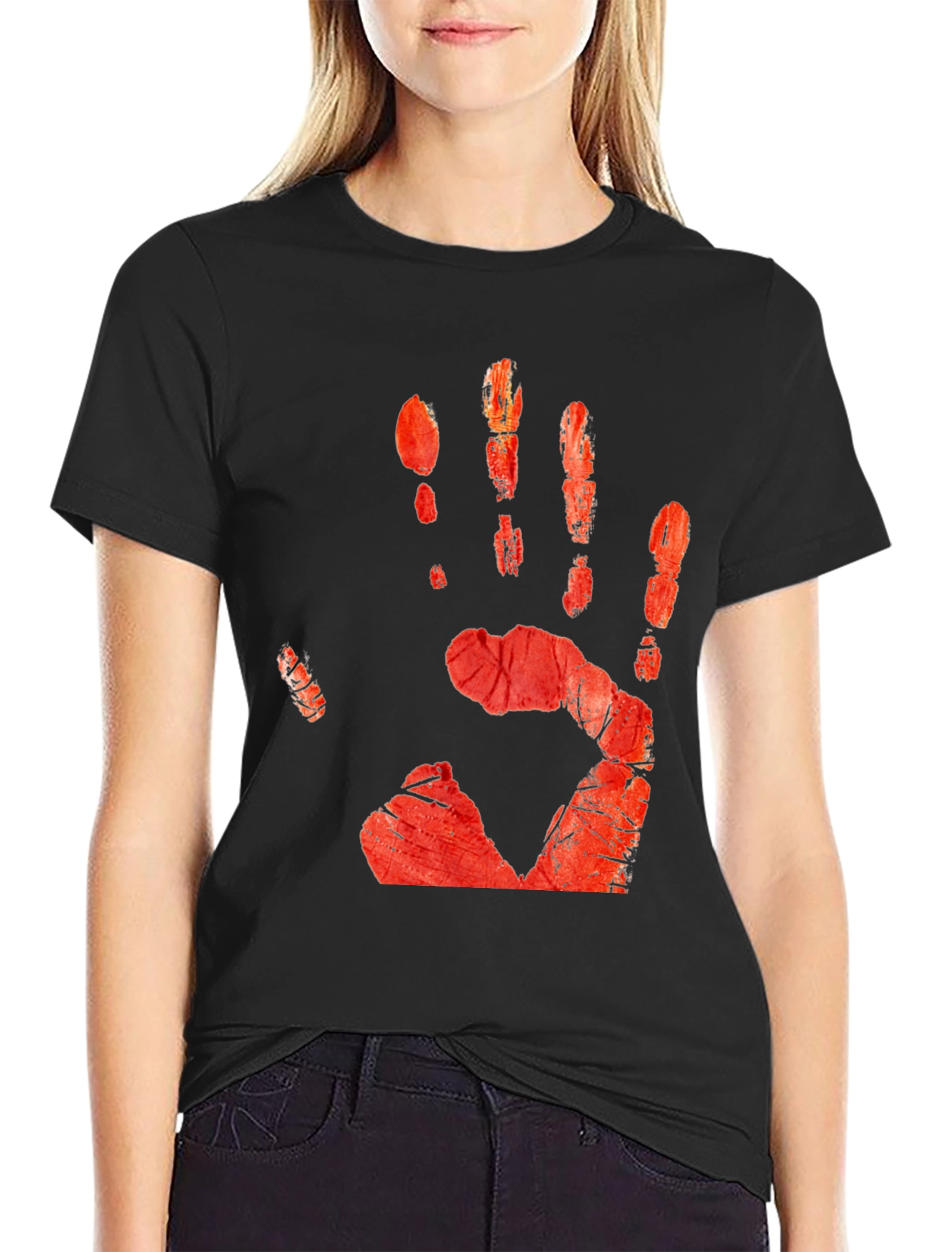 Bloody Handprint Graphic Tee - Halloween Ready!