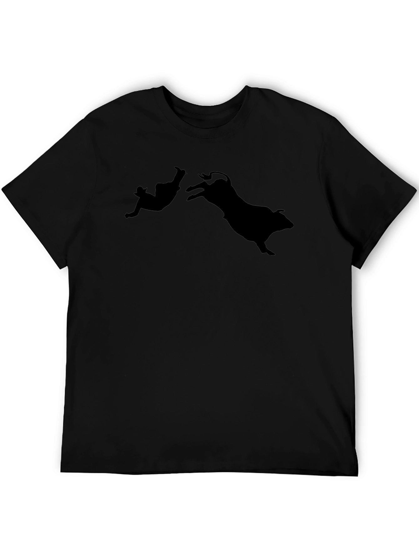 Bull Riding Silhouette Black T-Shirt