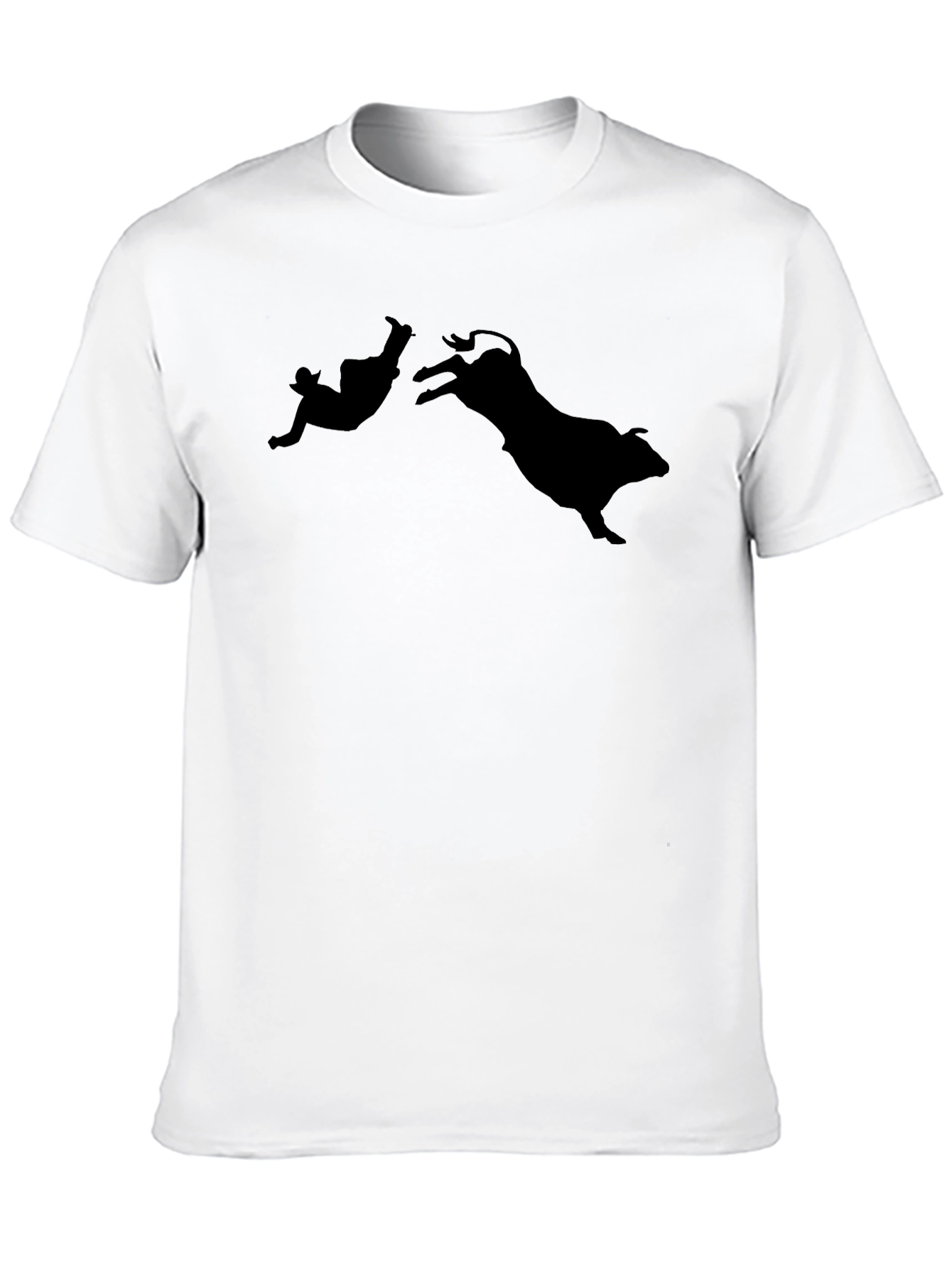 Bull Riding Silhouette Black T-Shirt