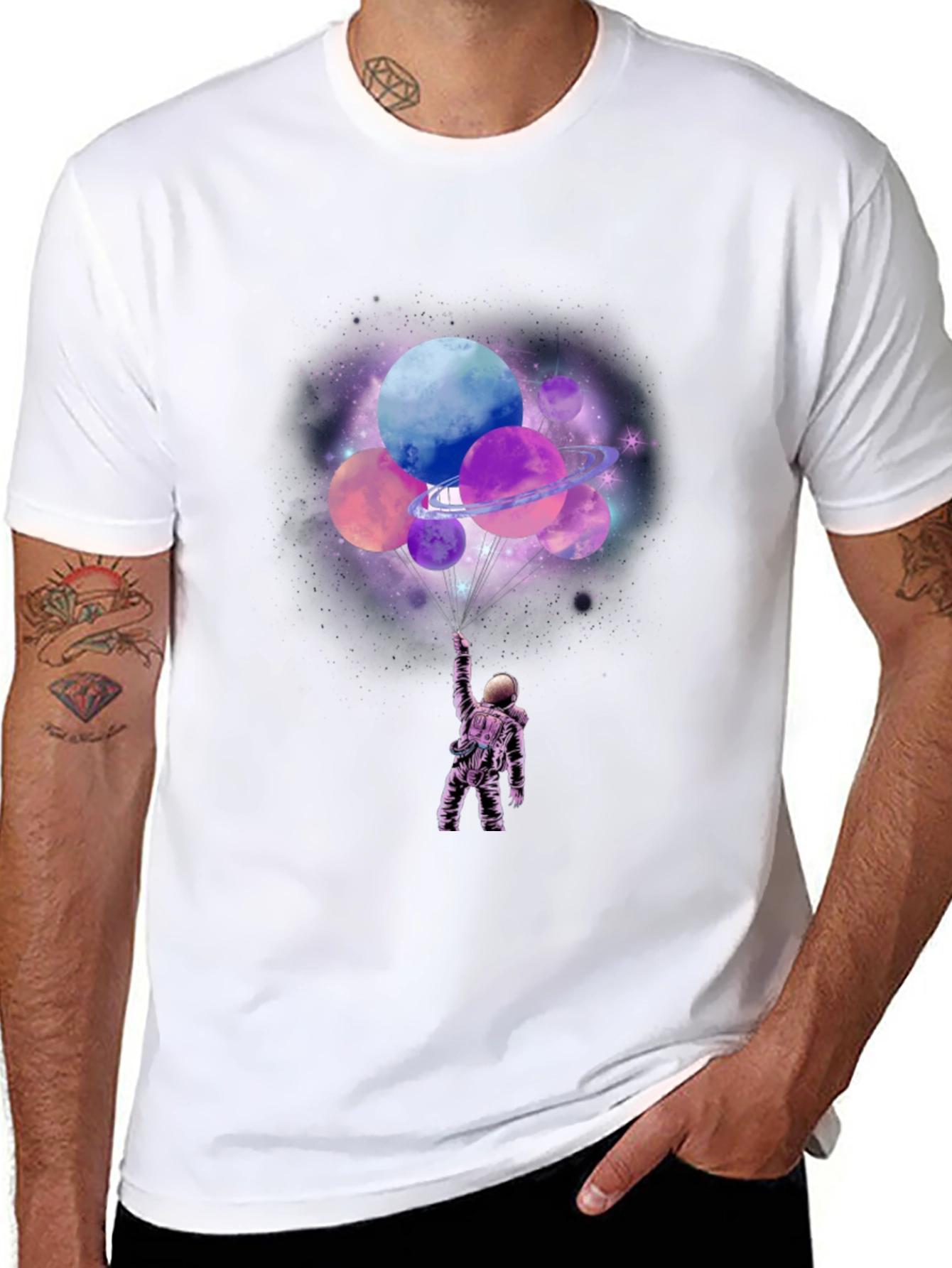 Astronaut Planets Graphic T-Shirt
