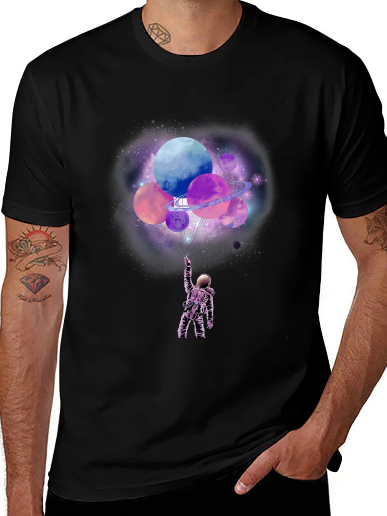 Astronaut Planets Graphic T-Shirt