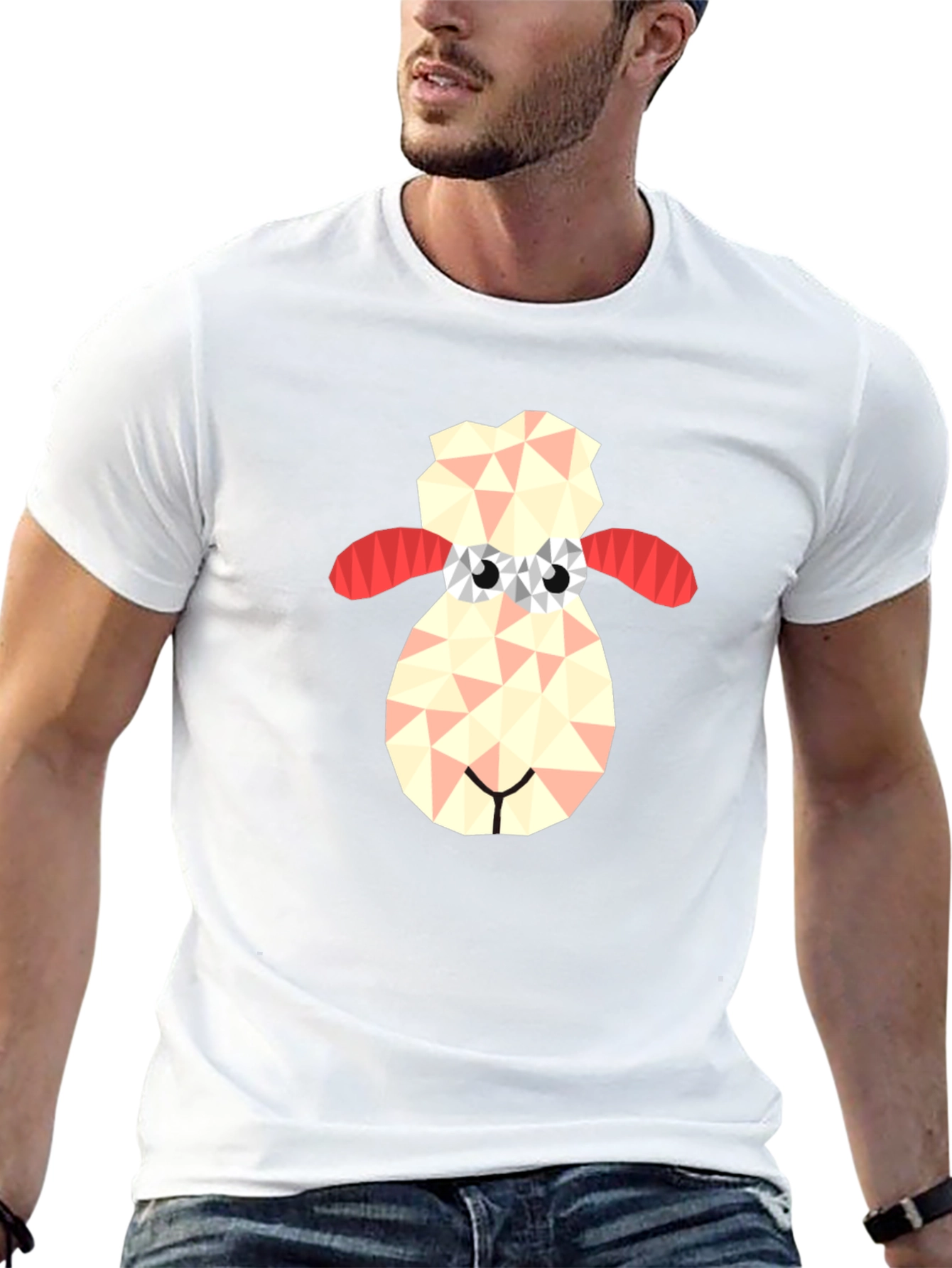 Geometric Sheep Graphic Tee - Black T-Shirt