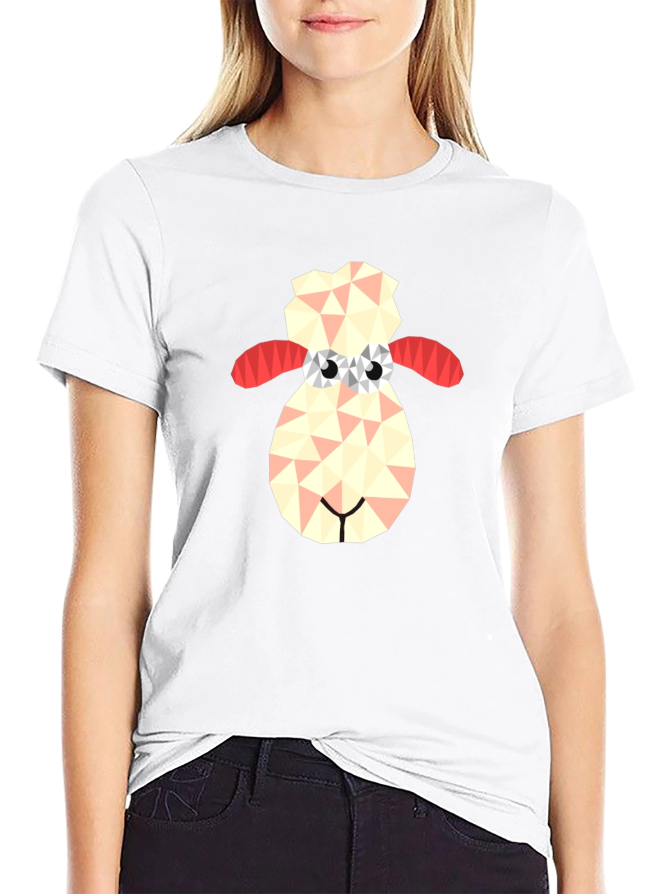 Geometric Sheep Graphic Tee - Black T-Shirt