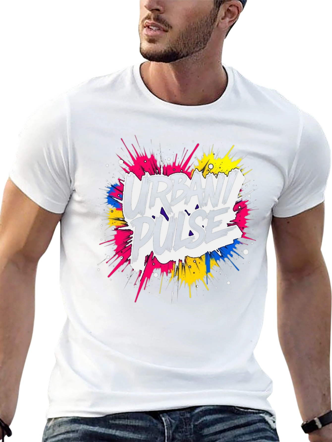 Urban Pulse Graphic Print Black T-Shirt