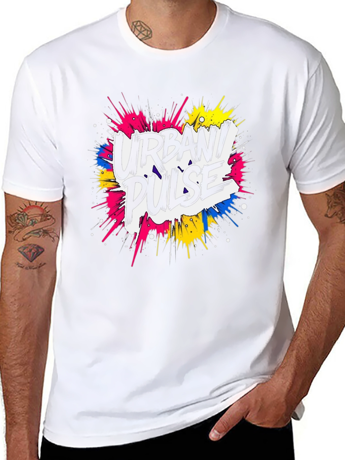 Urban Pulse Graphic Print Black T-Shirt