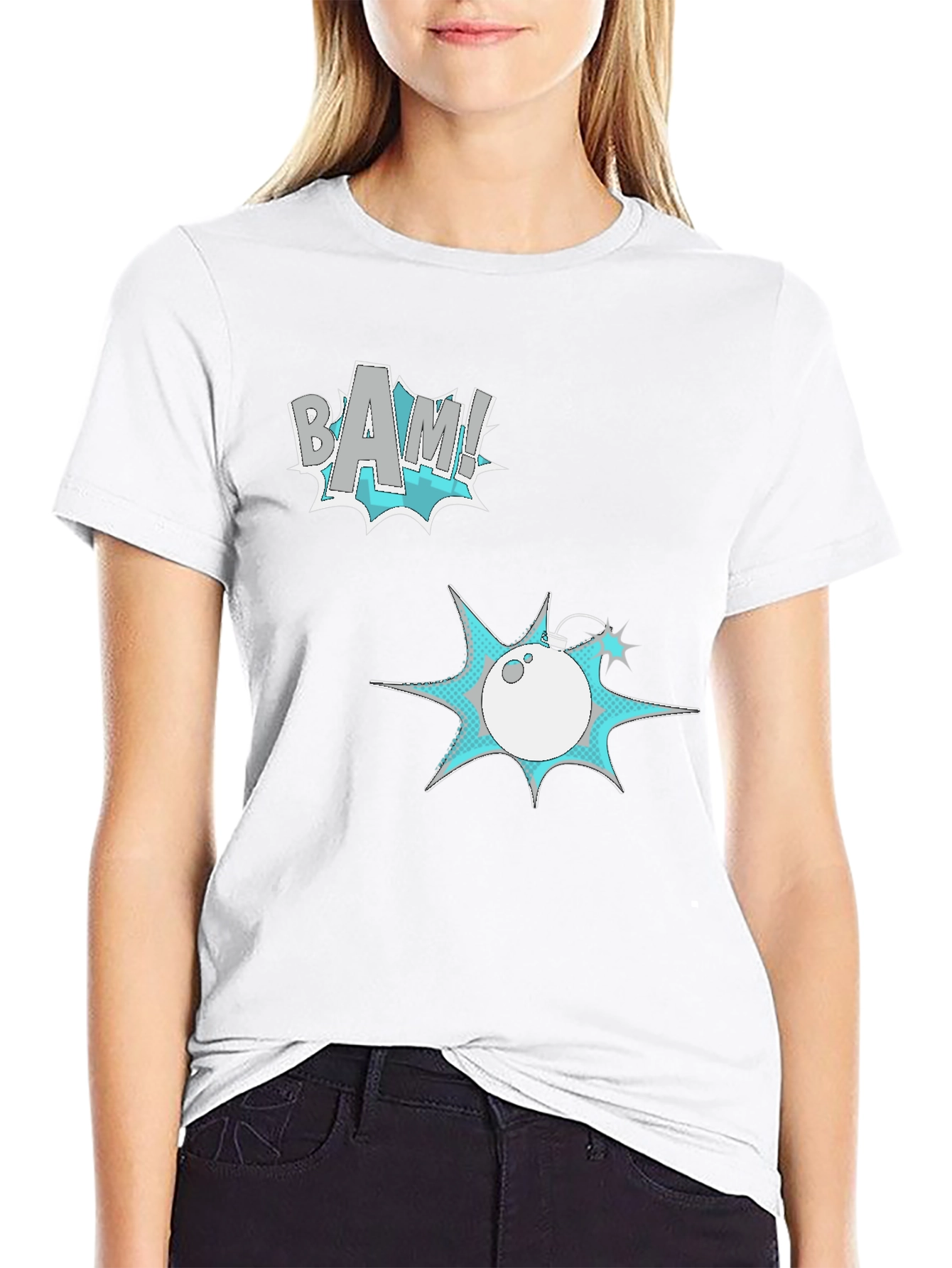 Comic Style Graphic Tee - BAM! and Bomb