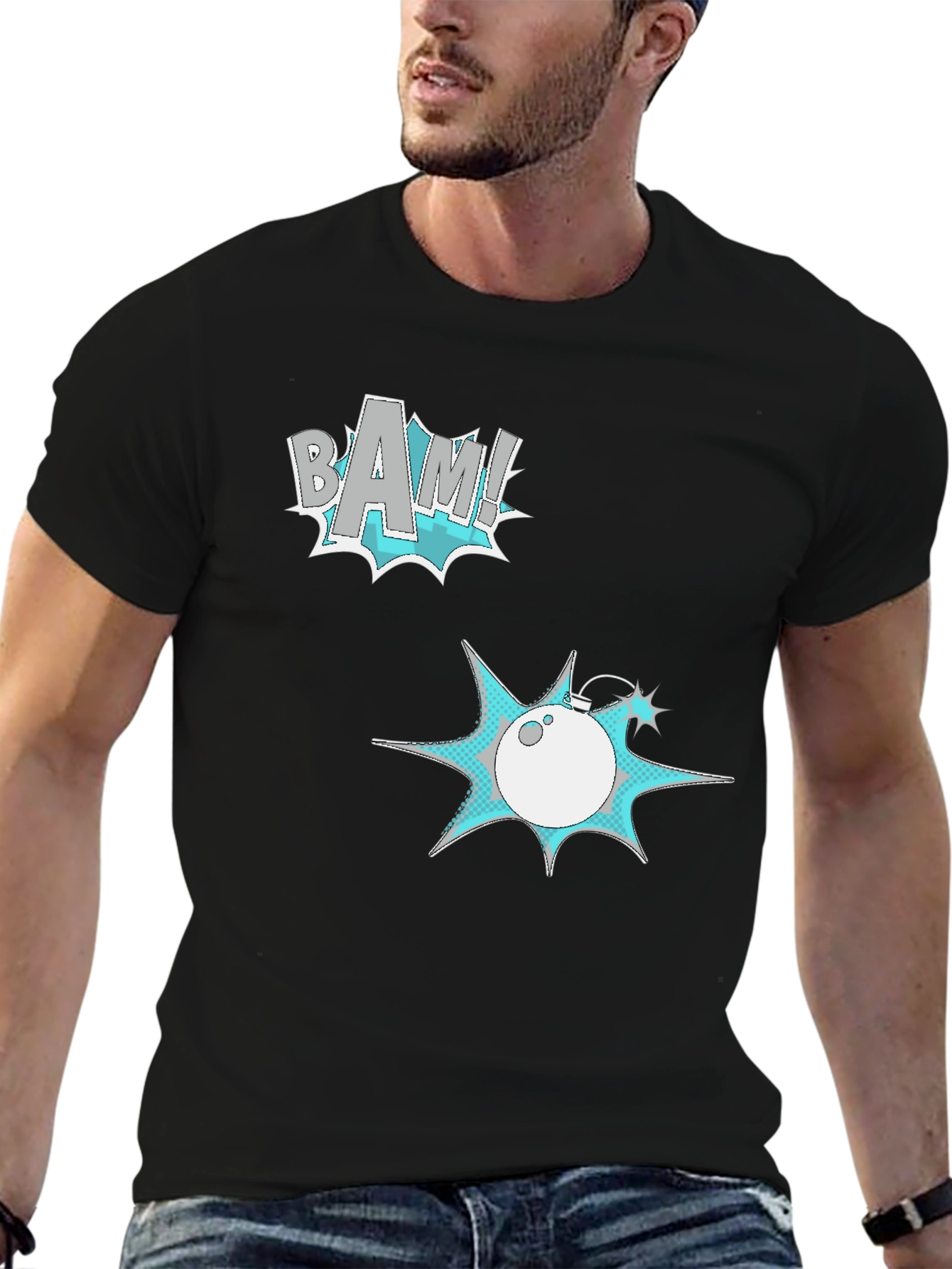 Comic Style Graphic Tee - BAM! and Bomb