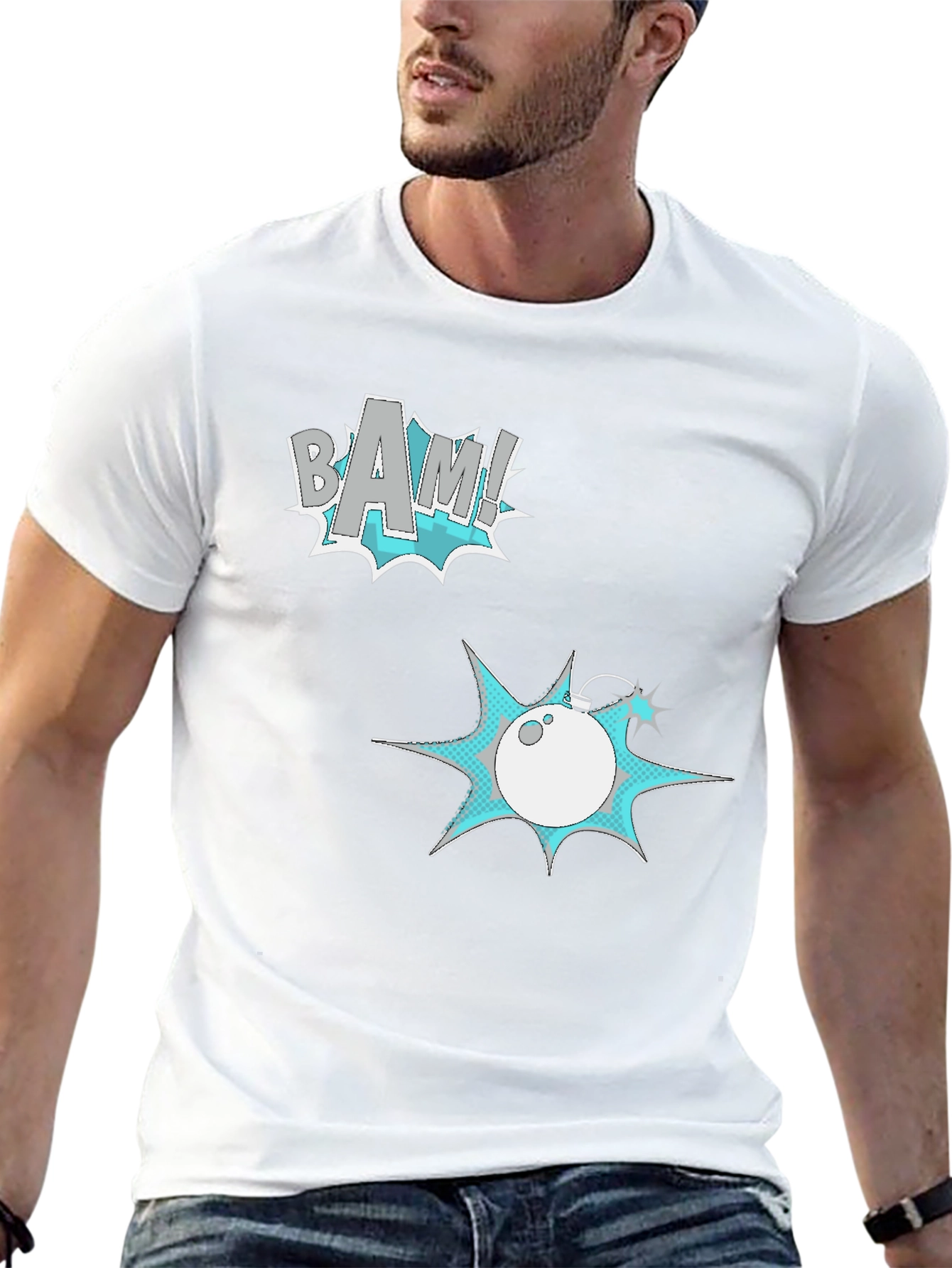 Comic Style Graphic Tee - BAM! and Bomb