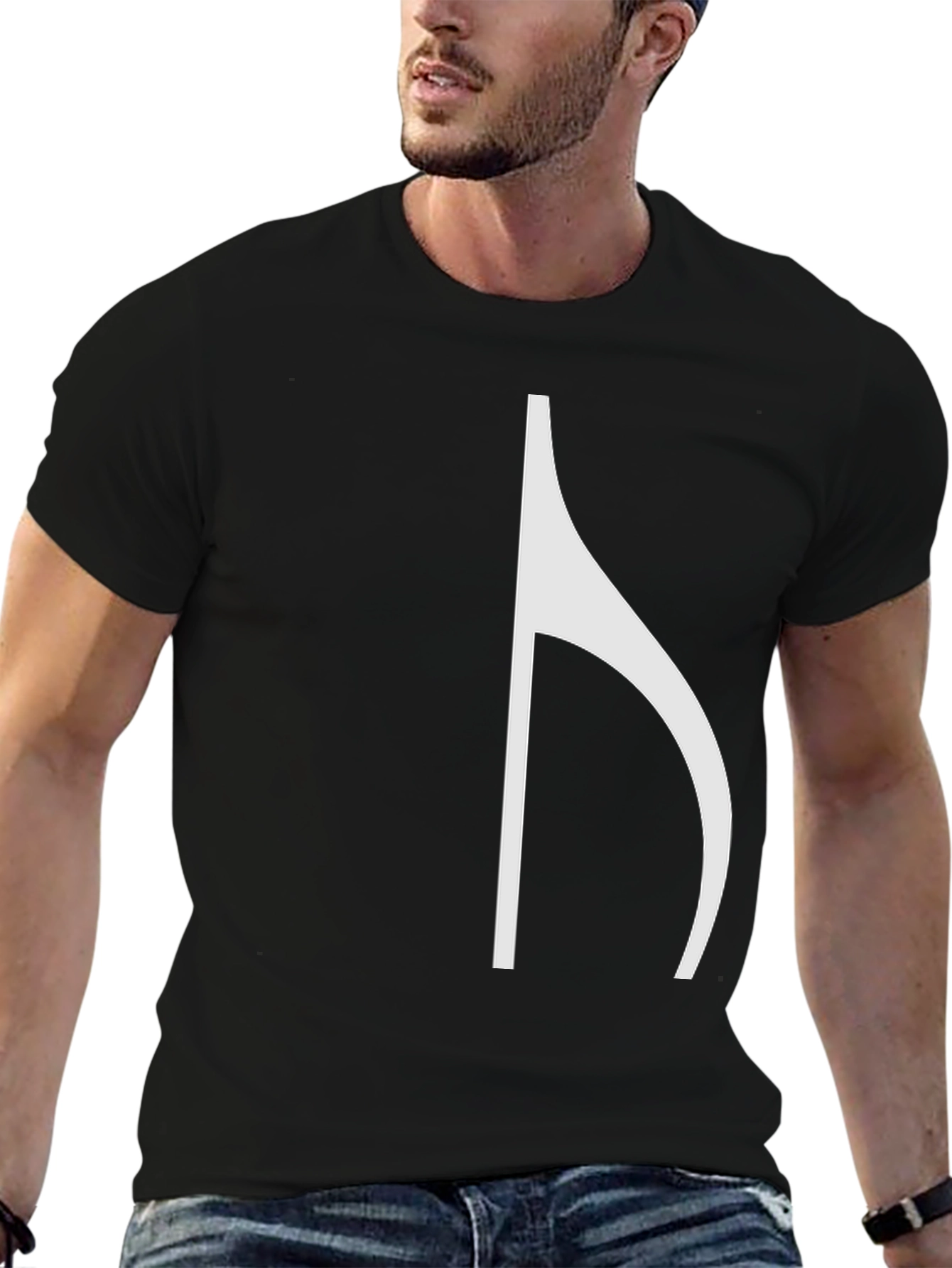 Black T-Shirt with Unique Music Note Graphic
