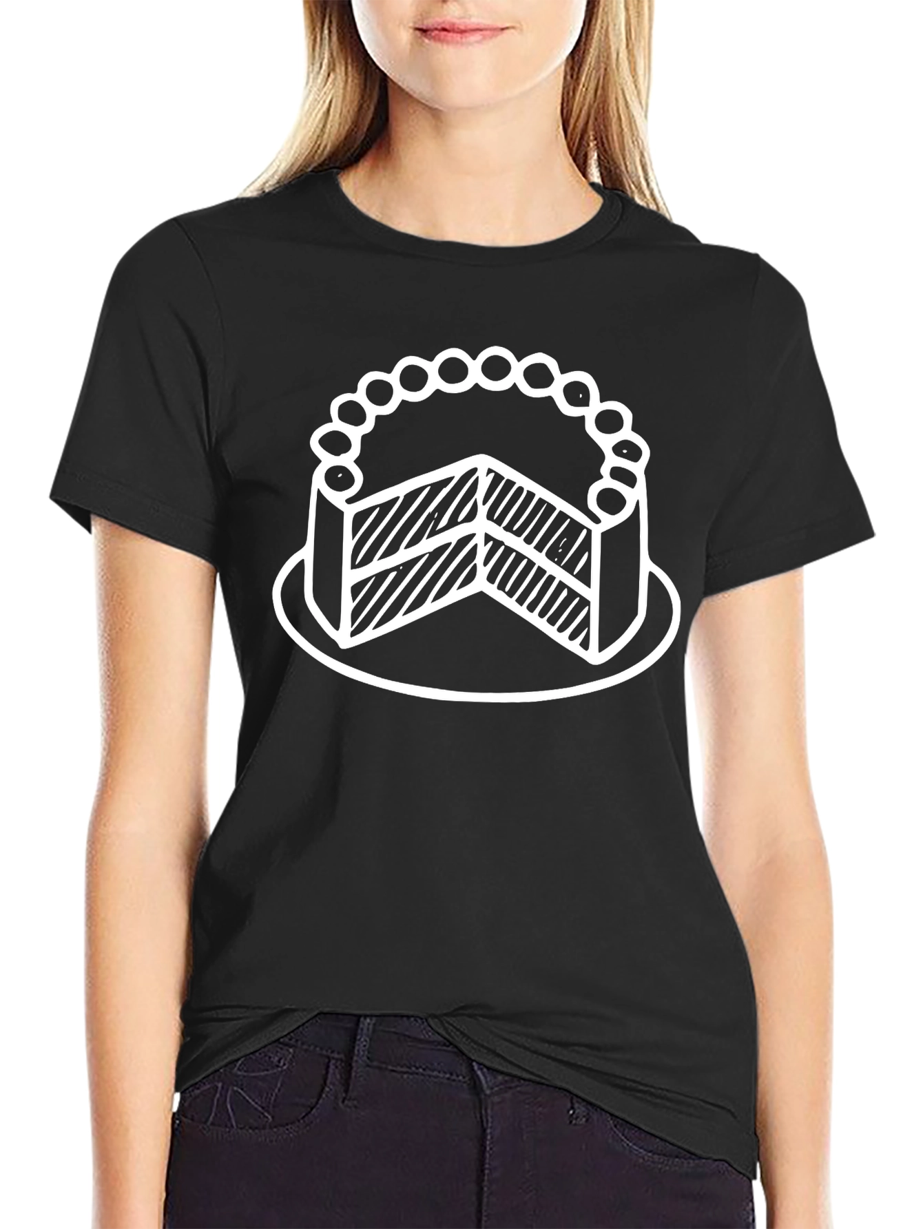 Cake Slice Graphic T-Shirt - Black