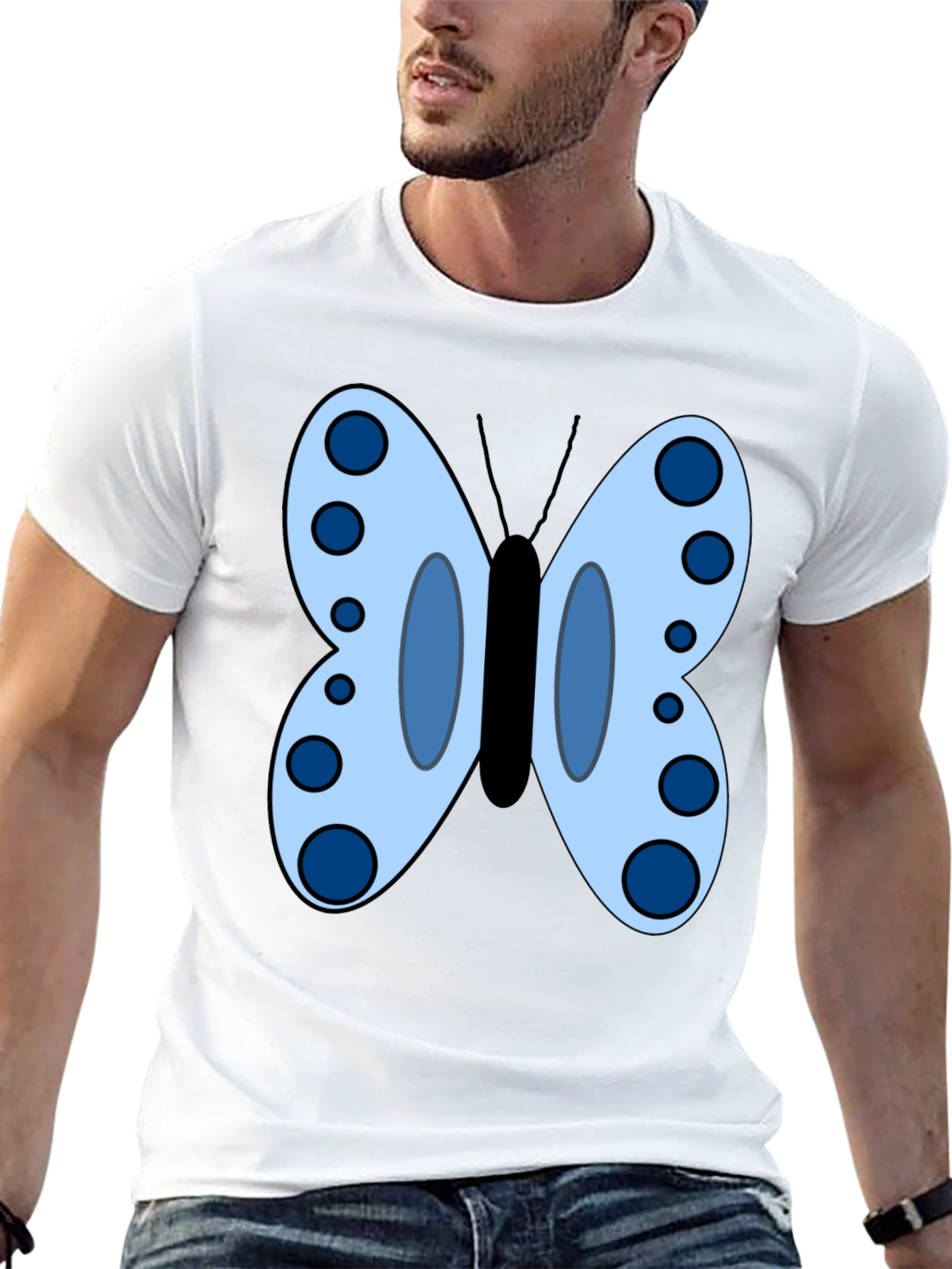 Butterfly Graphic Tee - Black Cotton Blend T-Shirt