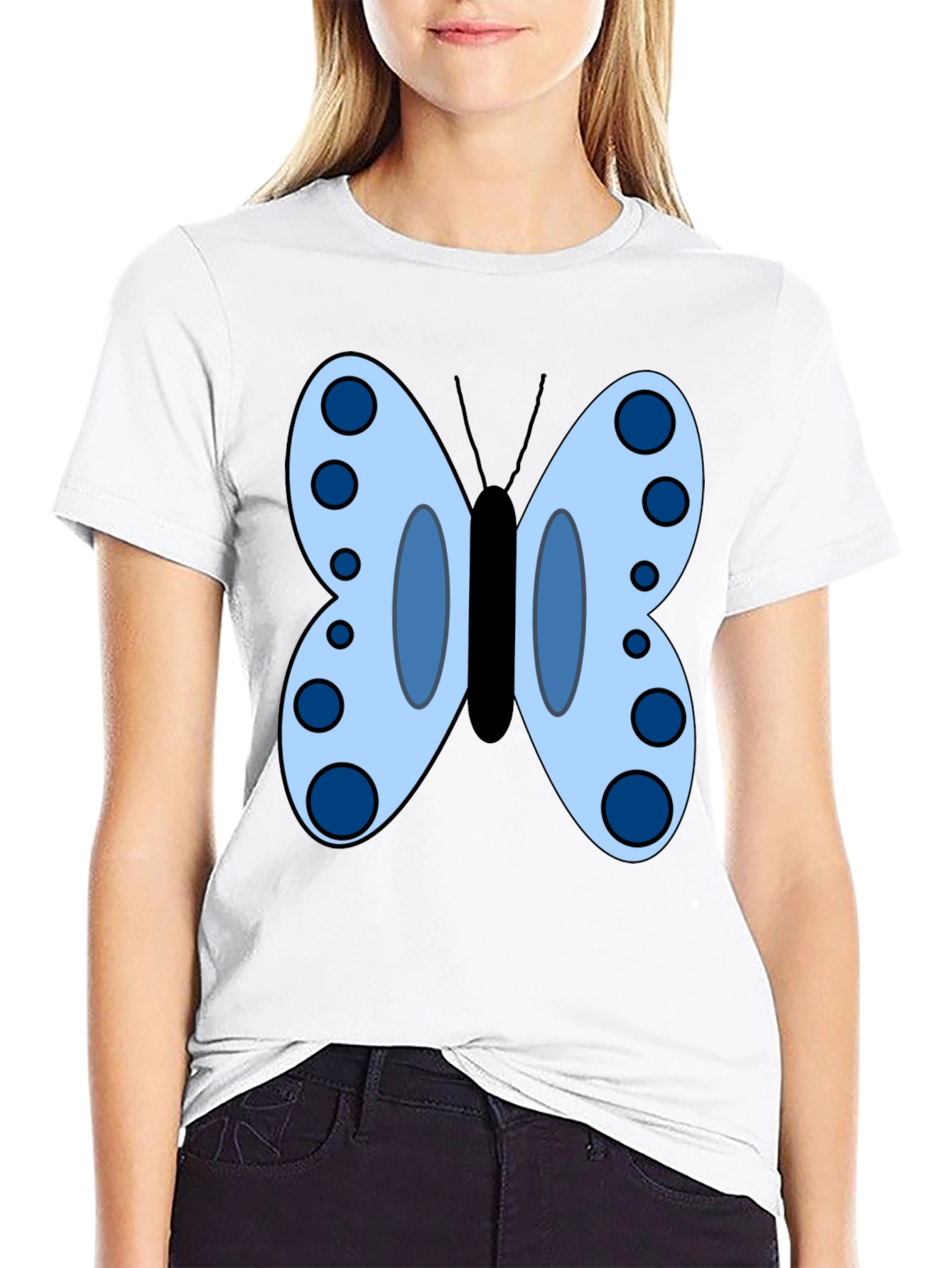 Butterfly Graphic Tee - Black Cotton Blend T-Shirt