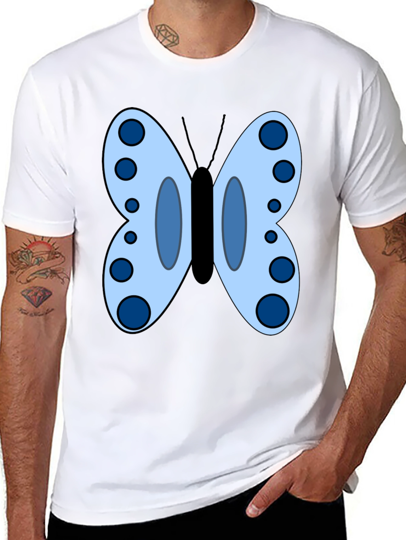 Butterfly Graphic Tee - Black Cotton Blend T-Shirt