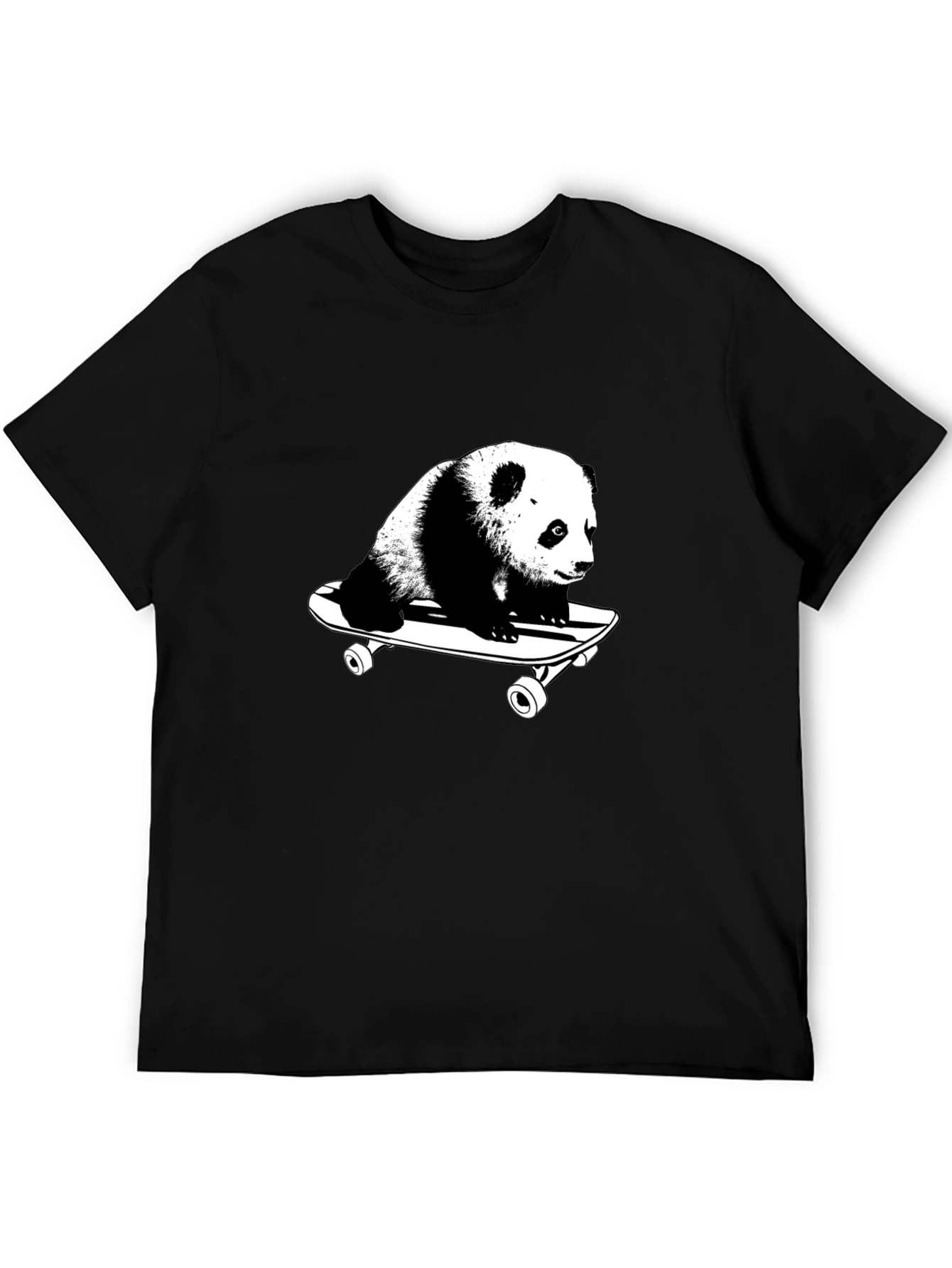 Panda Skateboarder Black T-Shirt