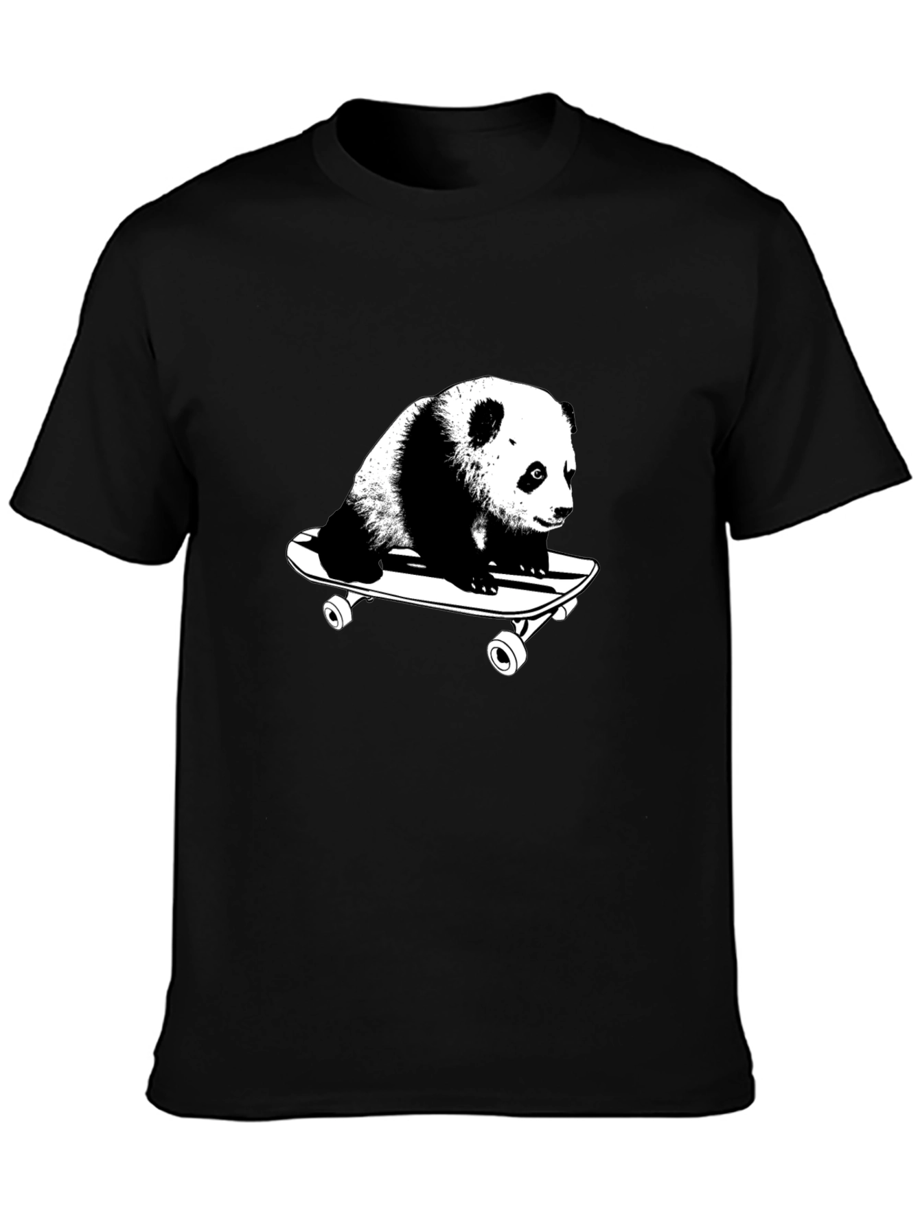 Panda Skateboarder Black T-Shirt