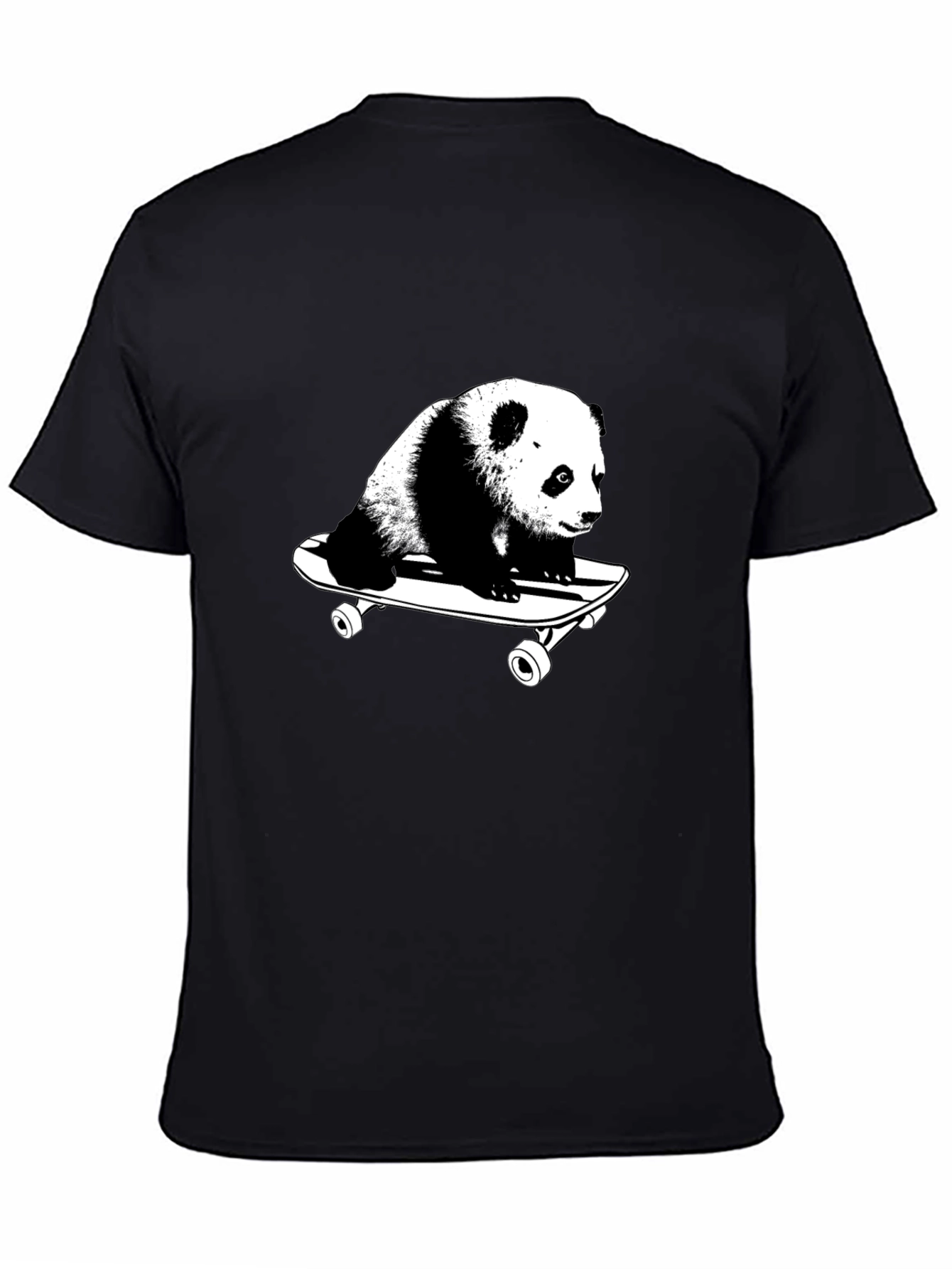 Panda Skateboarder Black T-Shirt