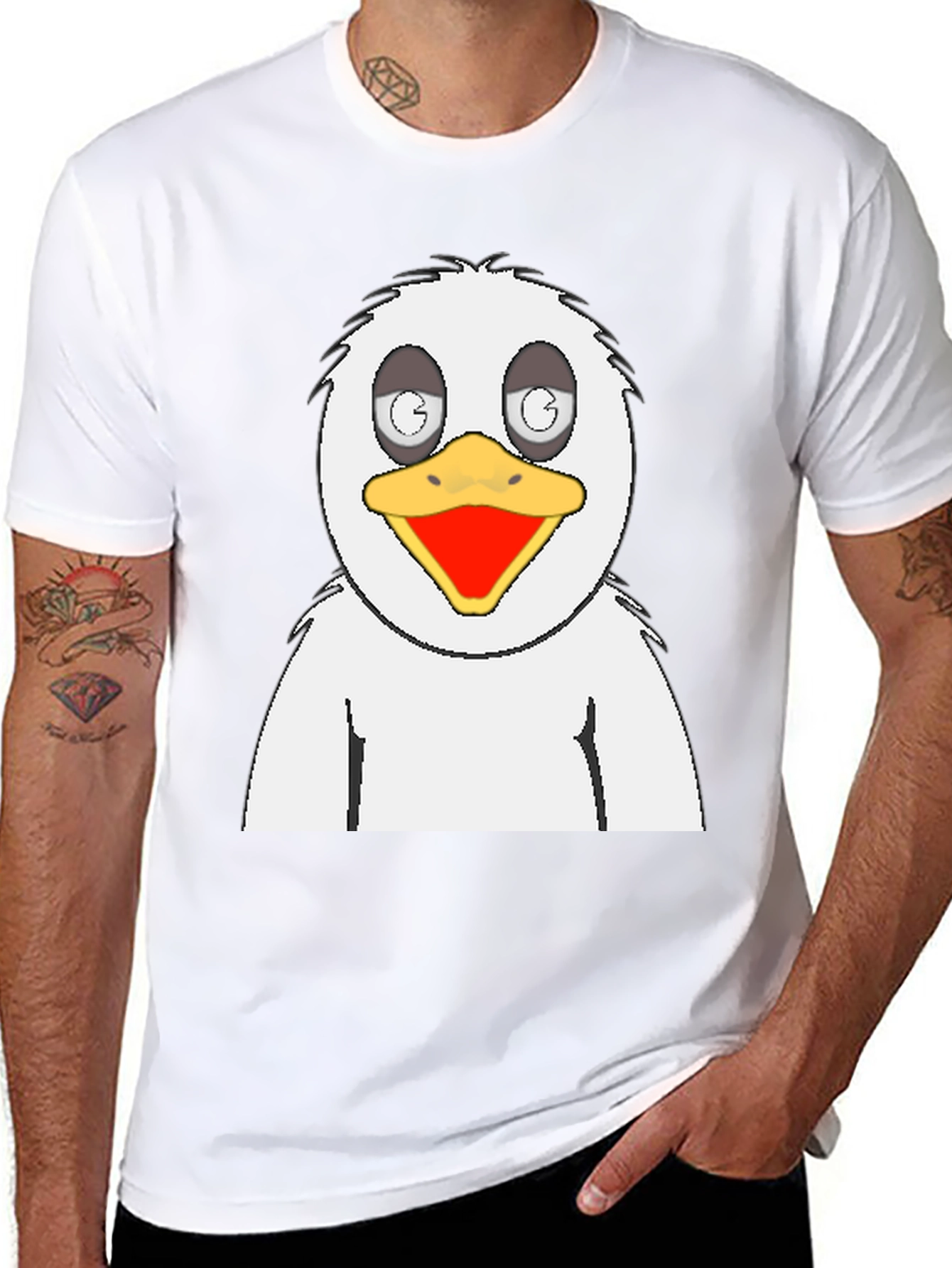 Cartoon Bird Graphic Black T-Shirt